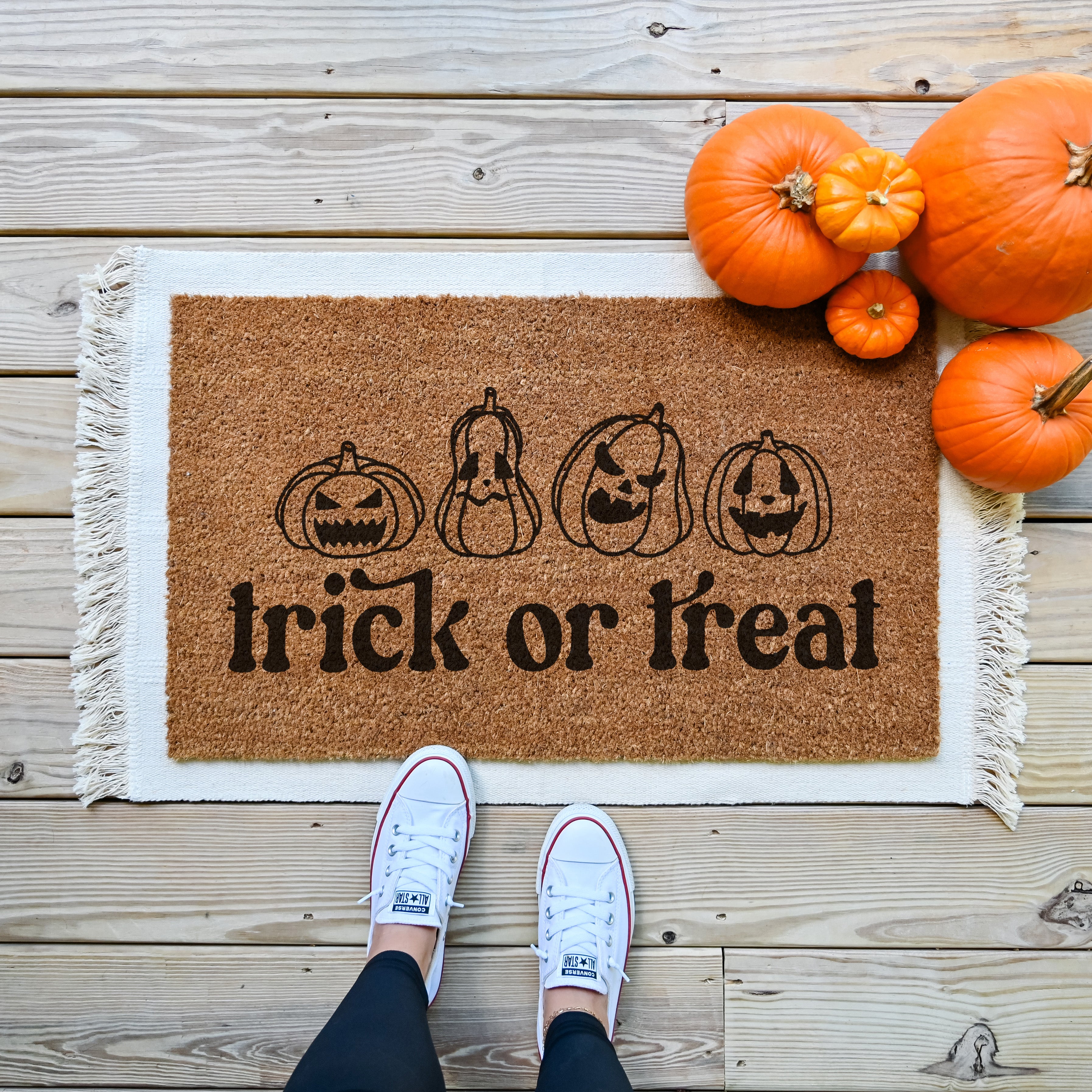 Trick Or Treat Doormat.  Coir doormat.  Fall doormat.  Halloween doormat.