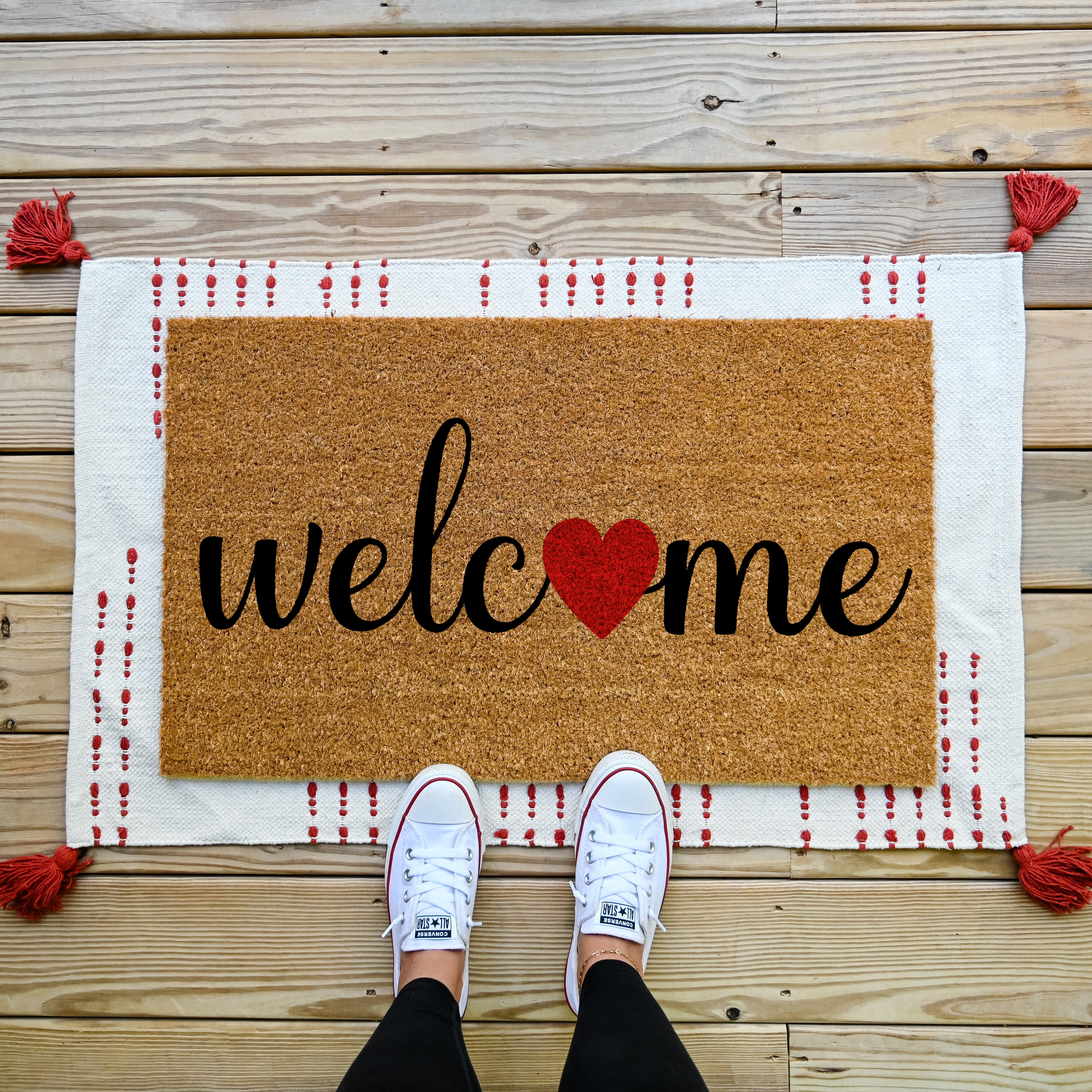Valentine's Day Welcome Heart Doormat