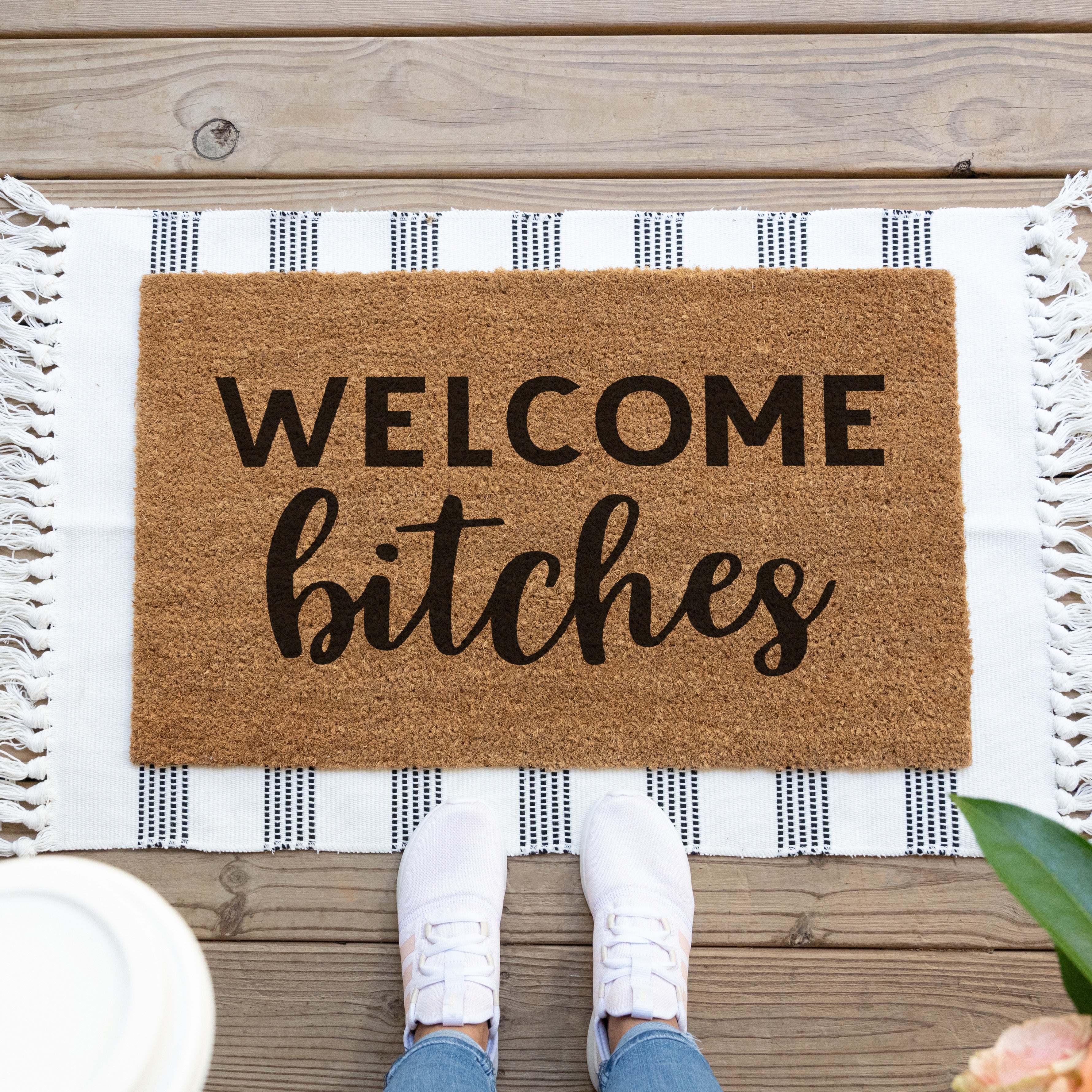 Welcome Bitches Doormat.  Coir Doormat.  funny doormat