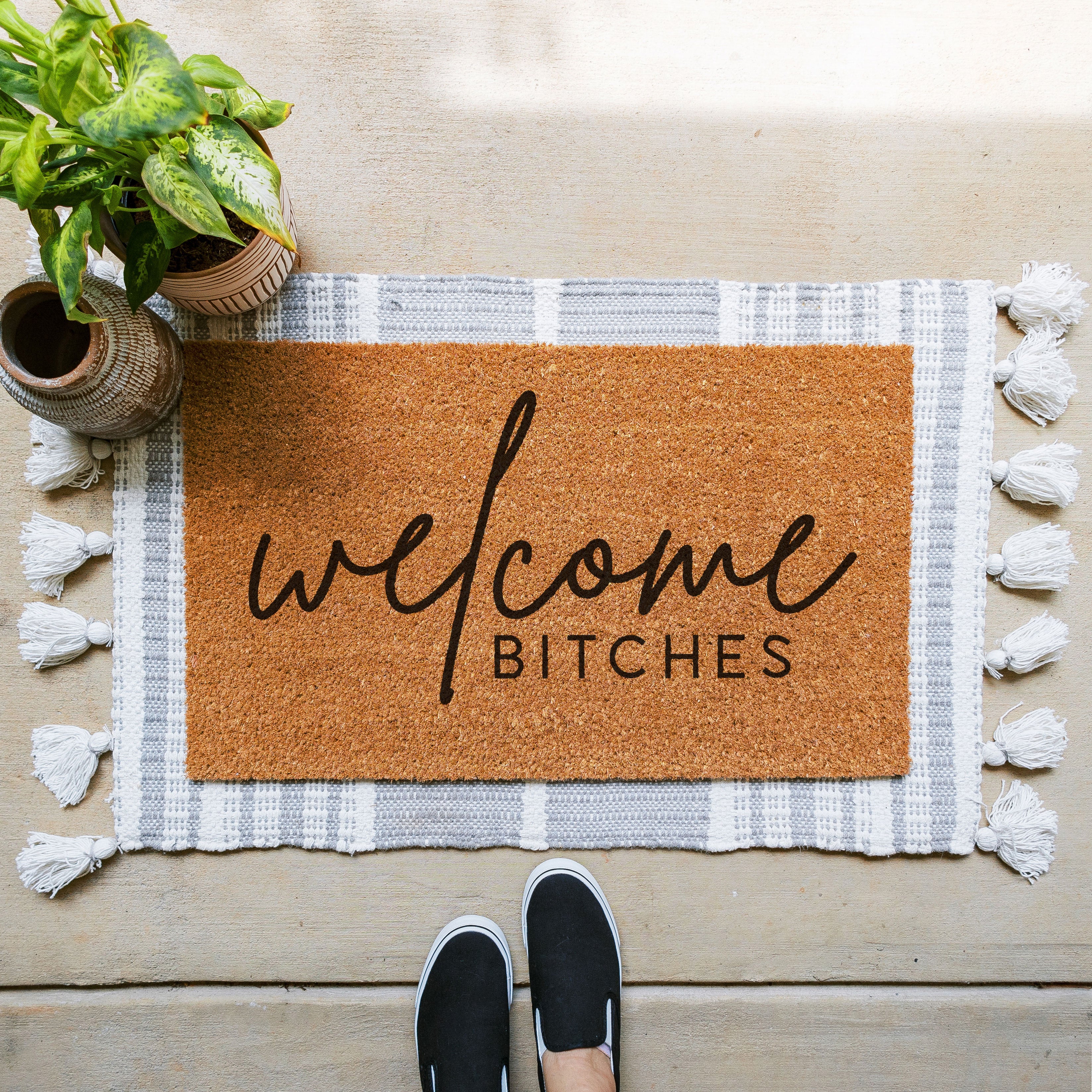 Welcome Bitches Doormat.  Coir Doormat.  funny doormat