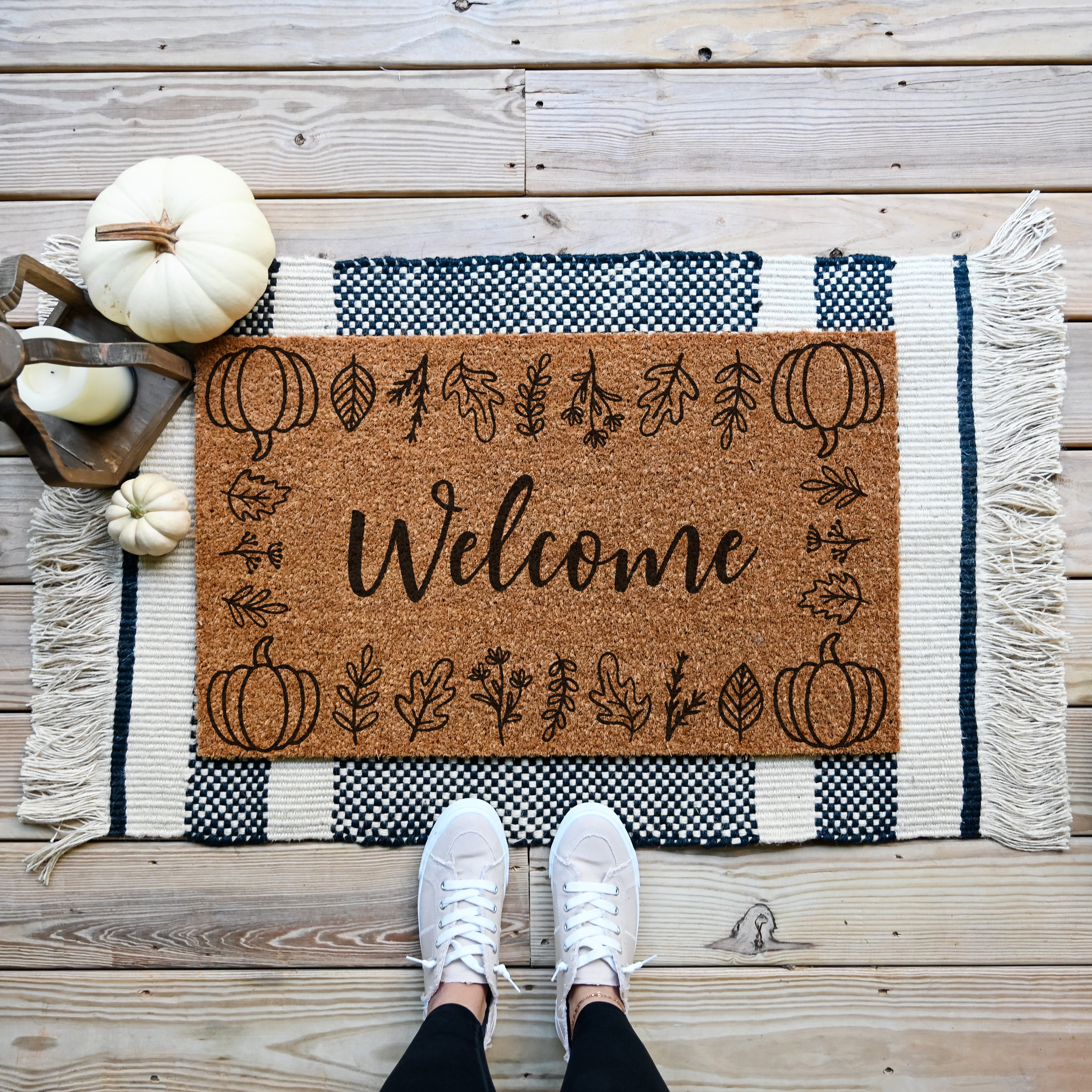 Fall Border Welcome Doormat - Hamlin Row