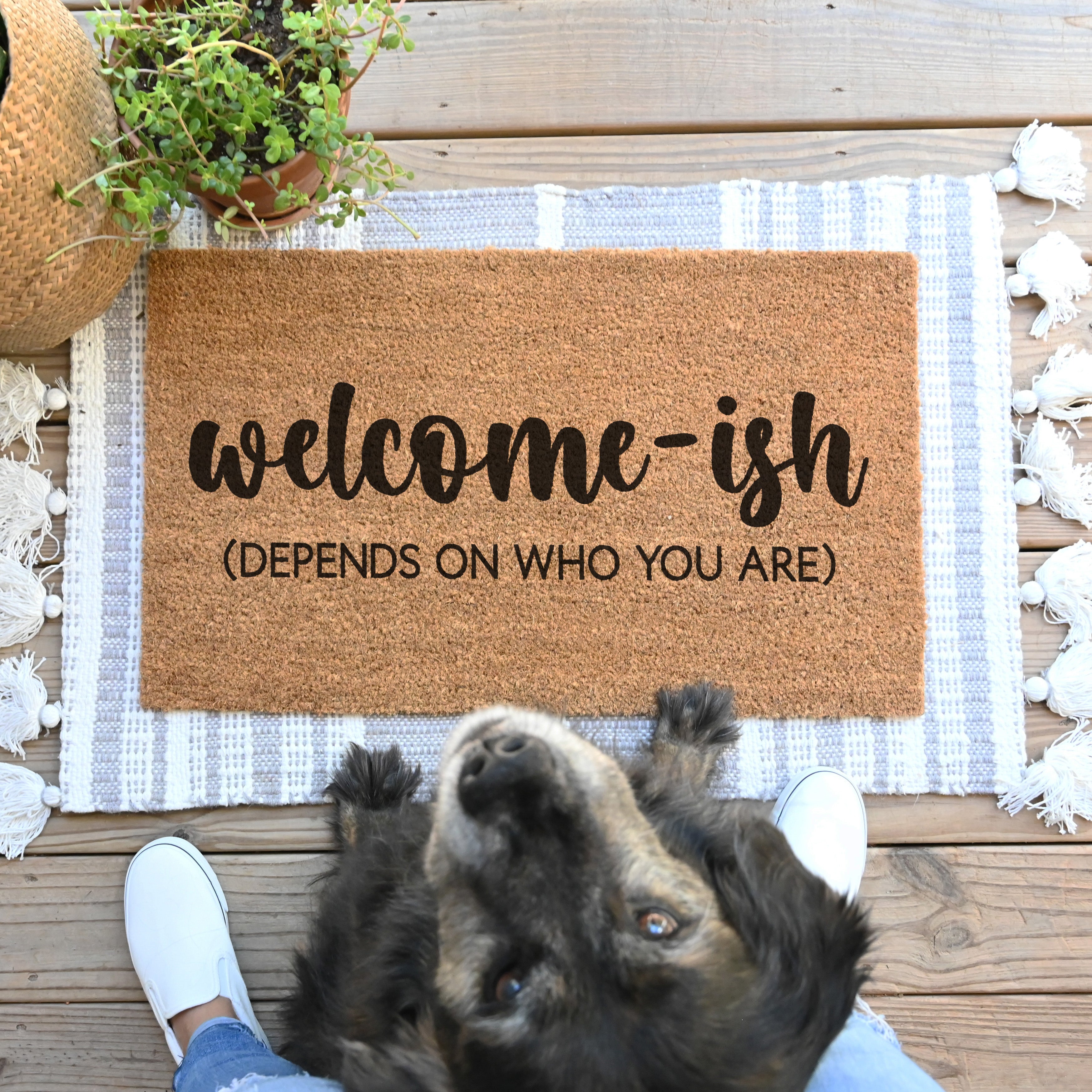 Welcome-ish Depends On Who You Are Doormat.  Coir doormat.