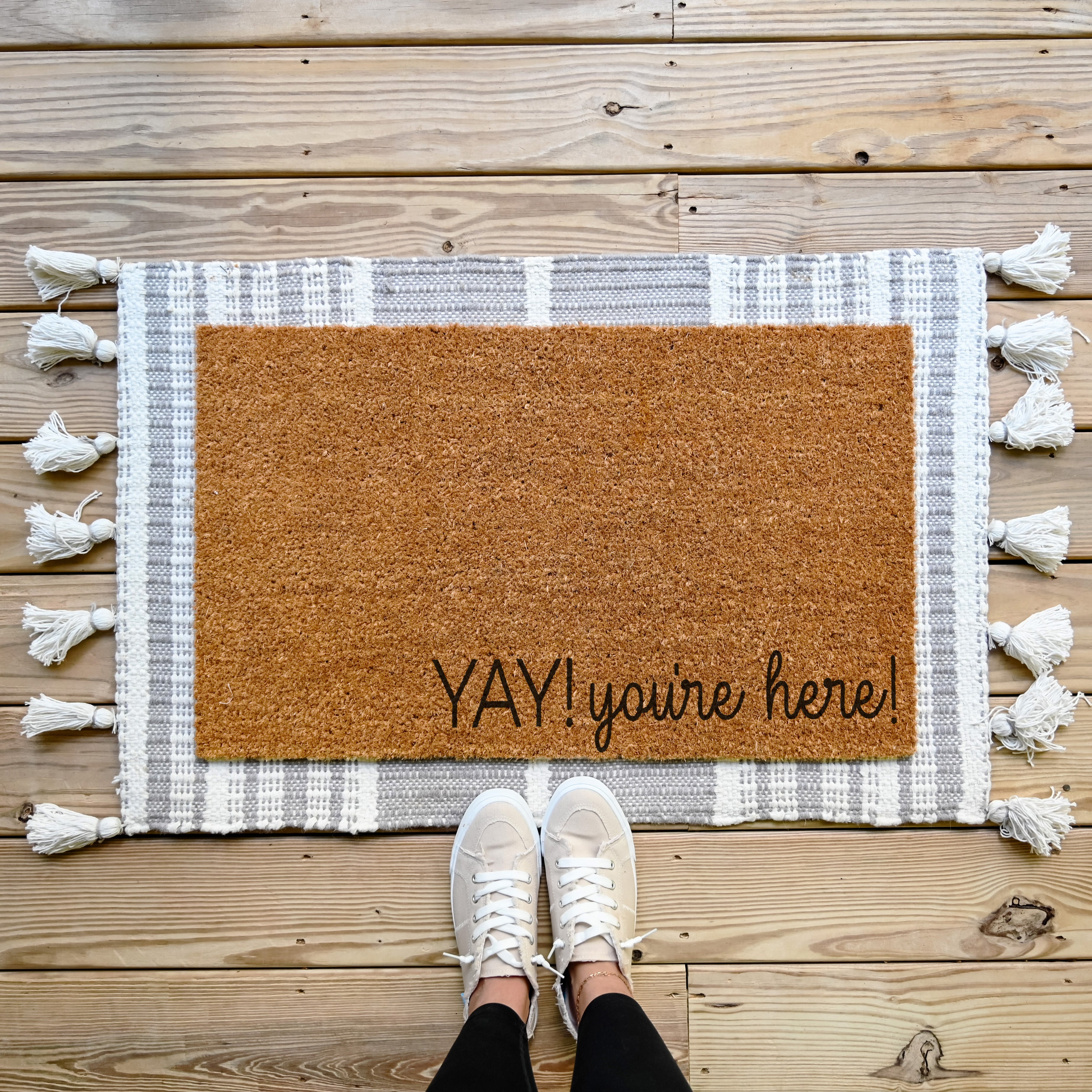 Yay! You're Here! Doormat.  Coir Doormat.