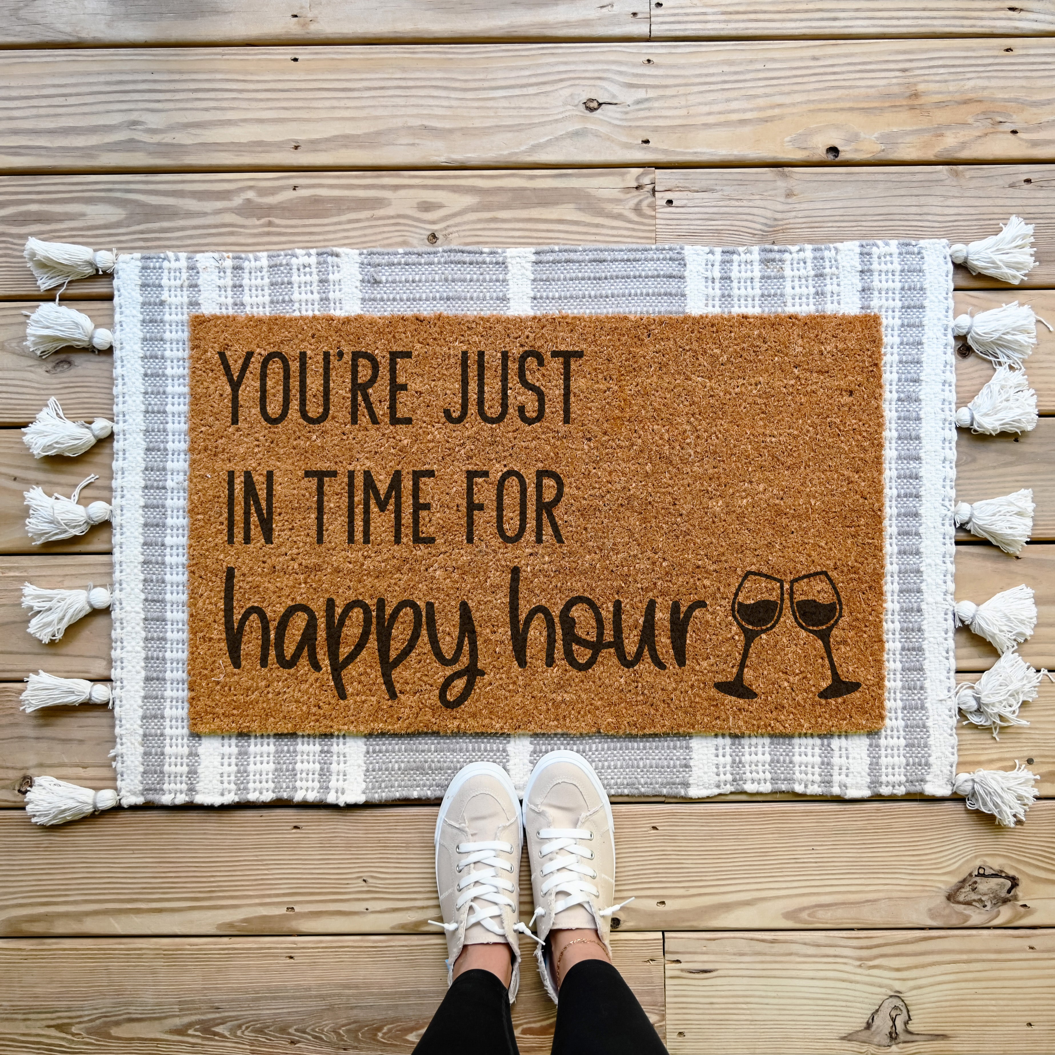 You're Just In Time For Happy Hour Doormat - Hamlin Row