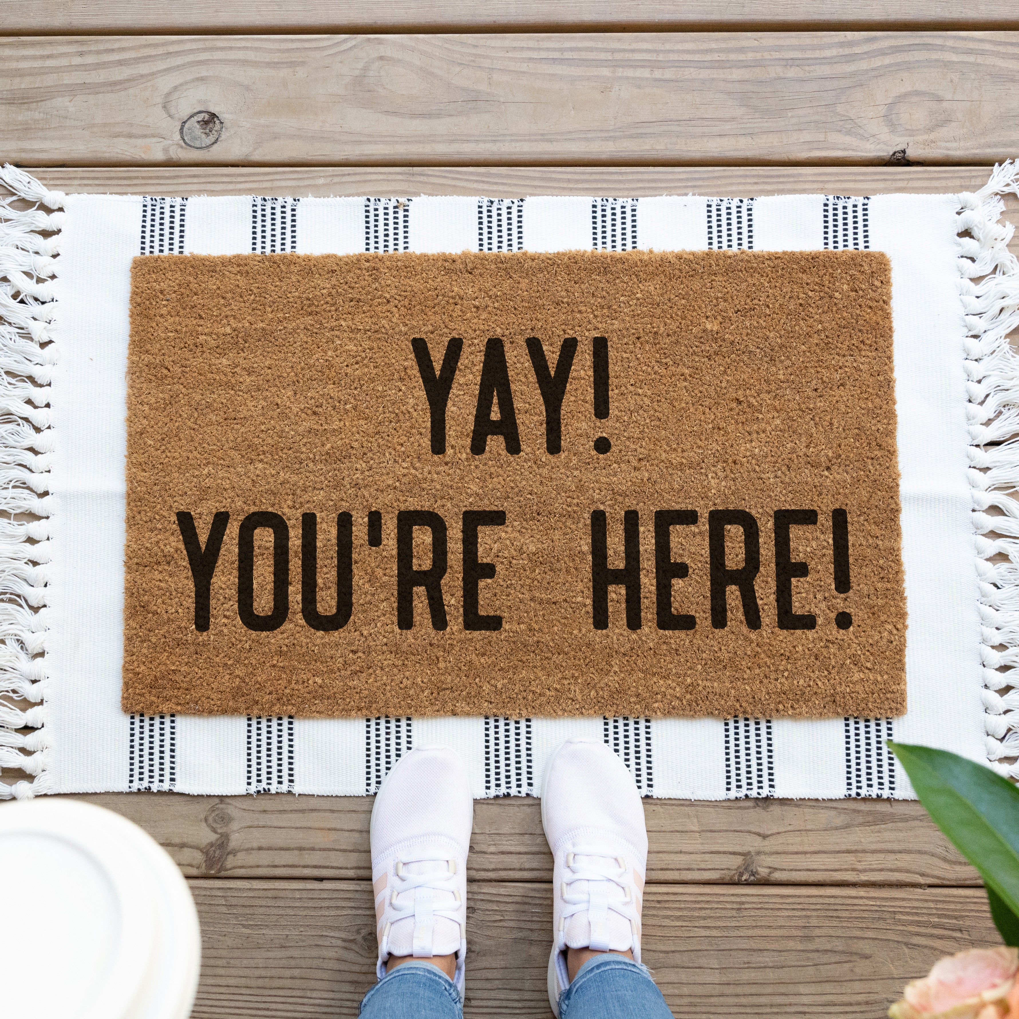 Yay! You're Here! Doormat. Coir doormat.  Welcome doormat