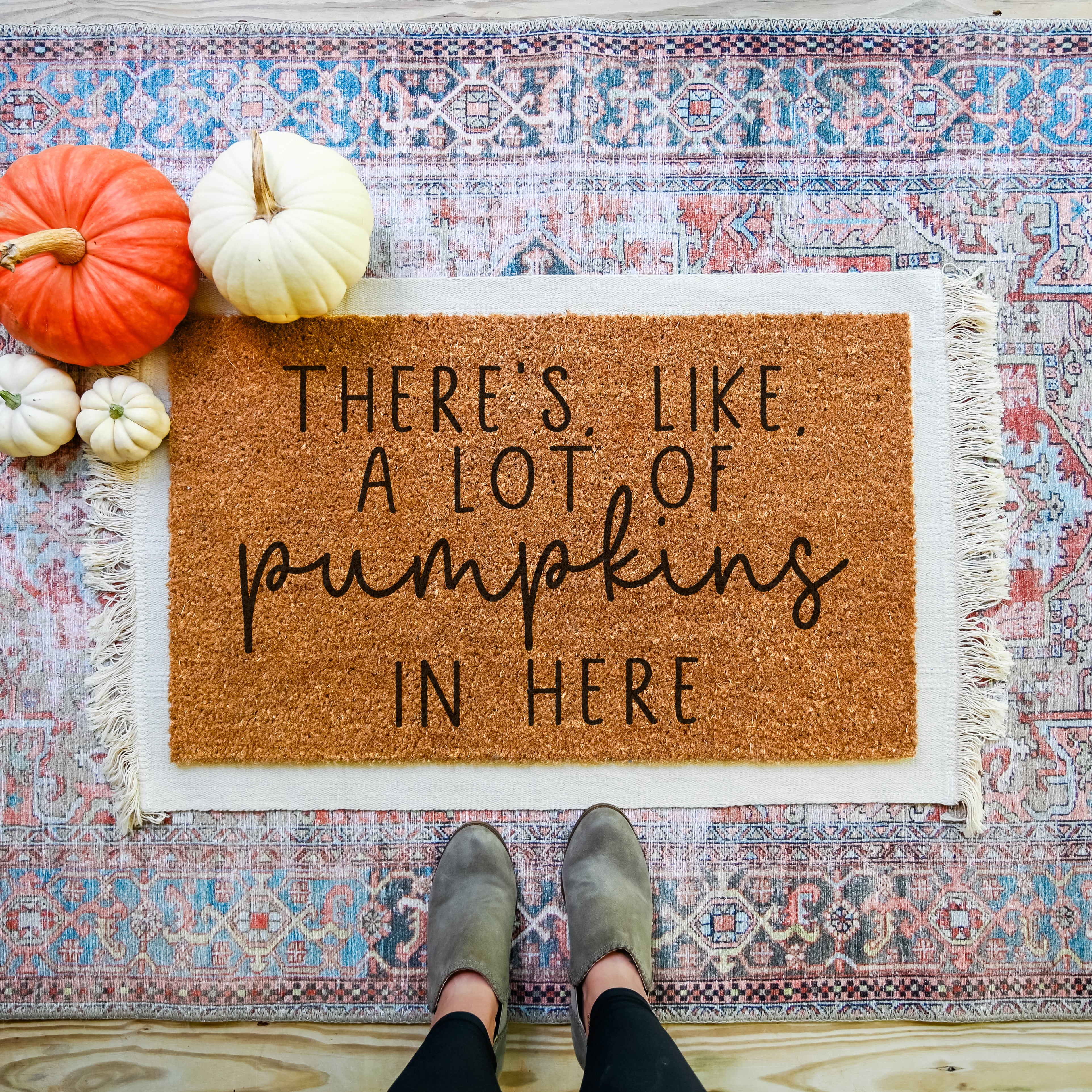 There's Like, A Lot of Pumpkins in Here Doormat.  Coir doormat.  Fall doormat.