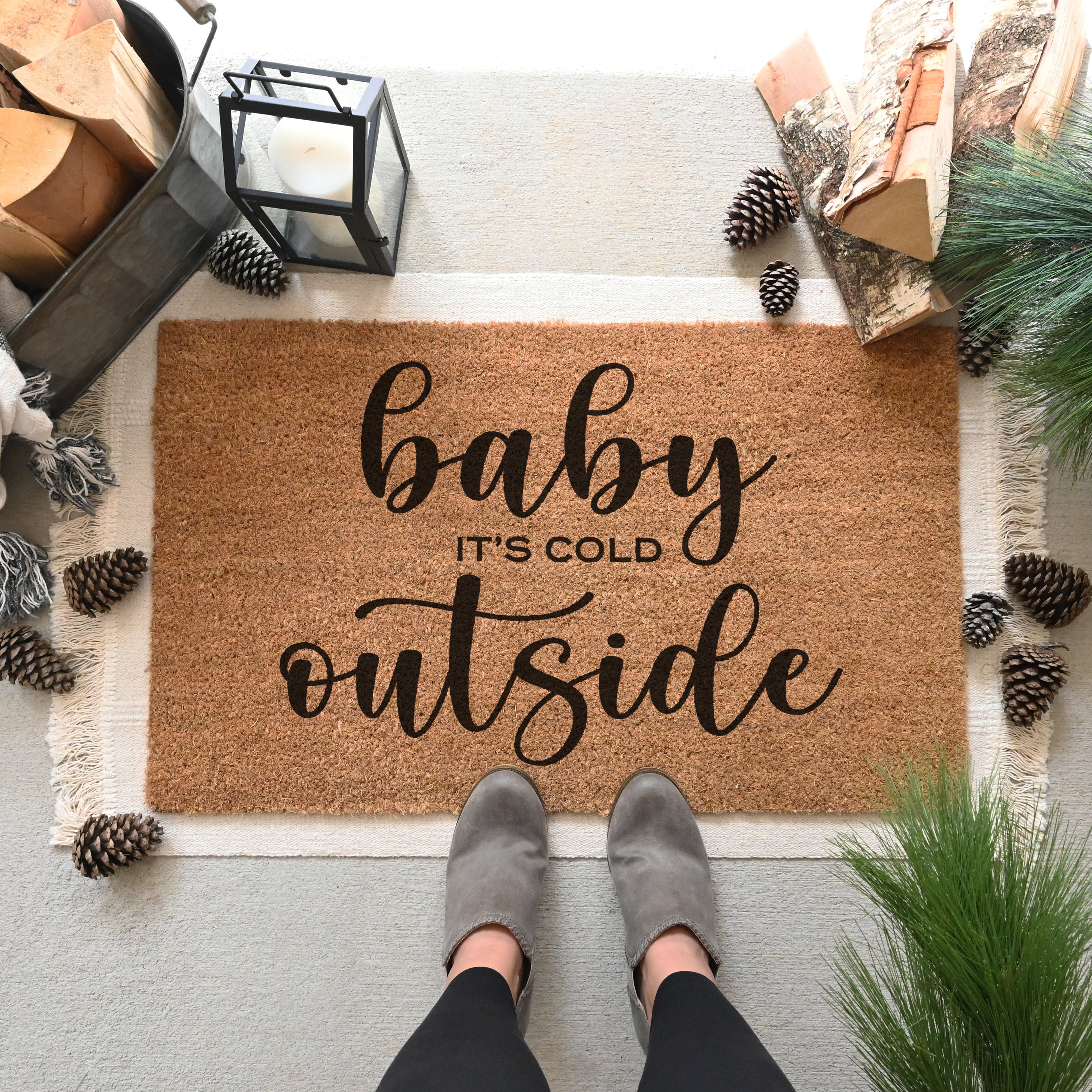 Baby It's Cold Outside Doormat.  Coir doormat.  Christmas doormat.