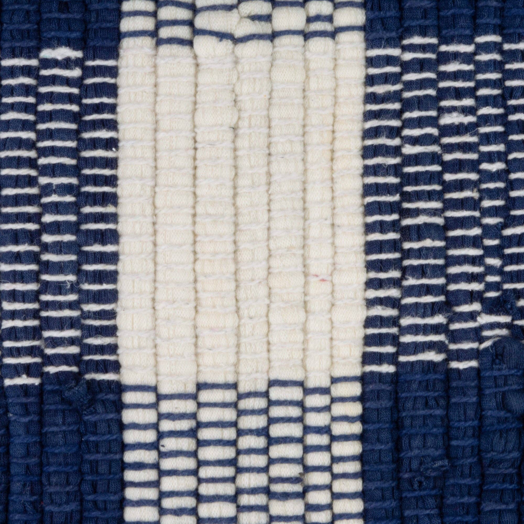 Navy & Cream Buffalo Check Rag Rug