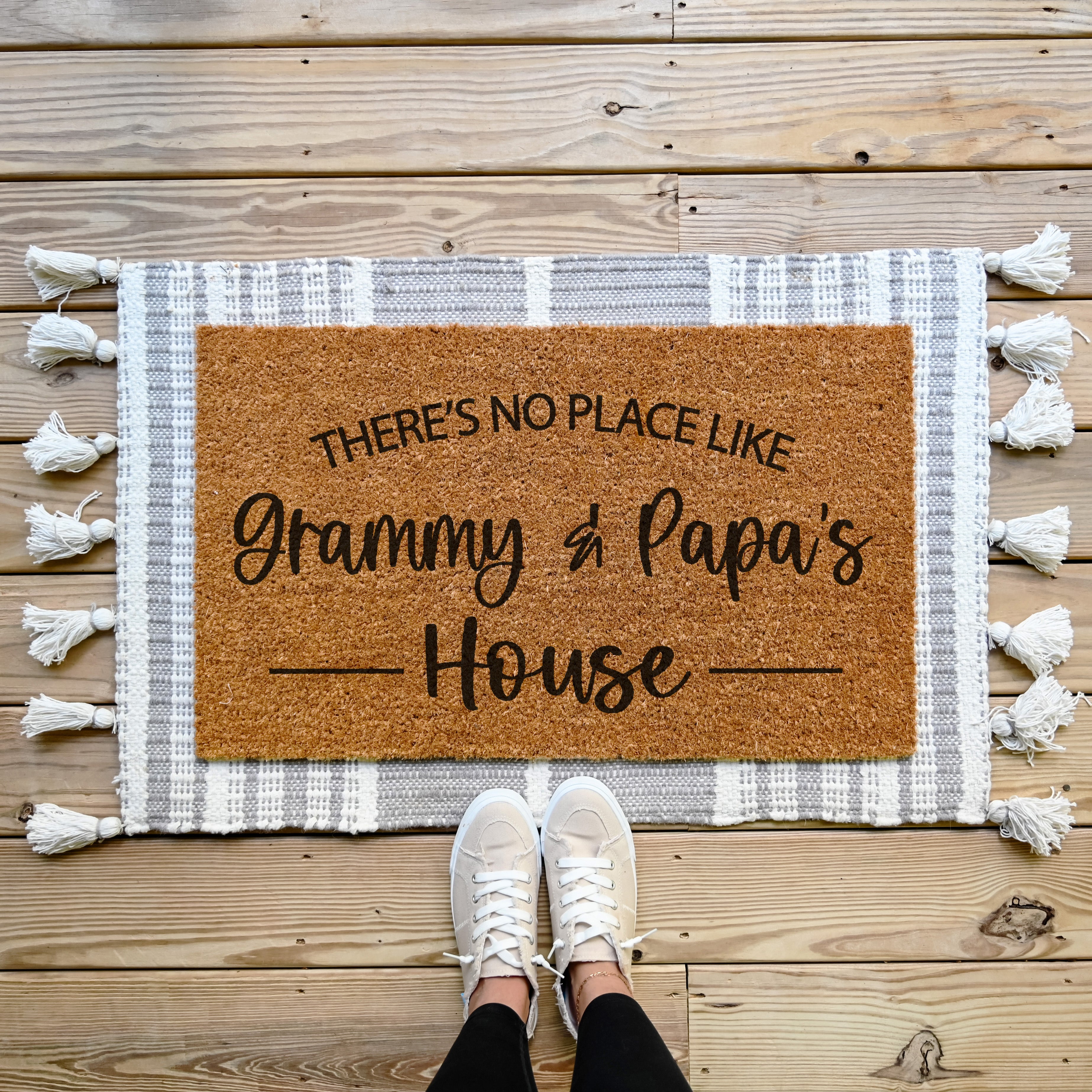 Personalized There's No Place Like Doormat.  Coir Doormat.  Custom Grandparents doormat.