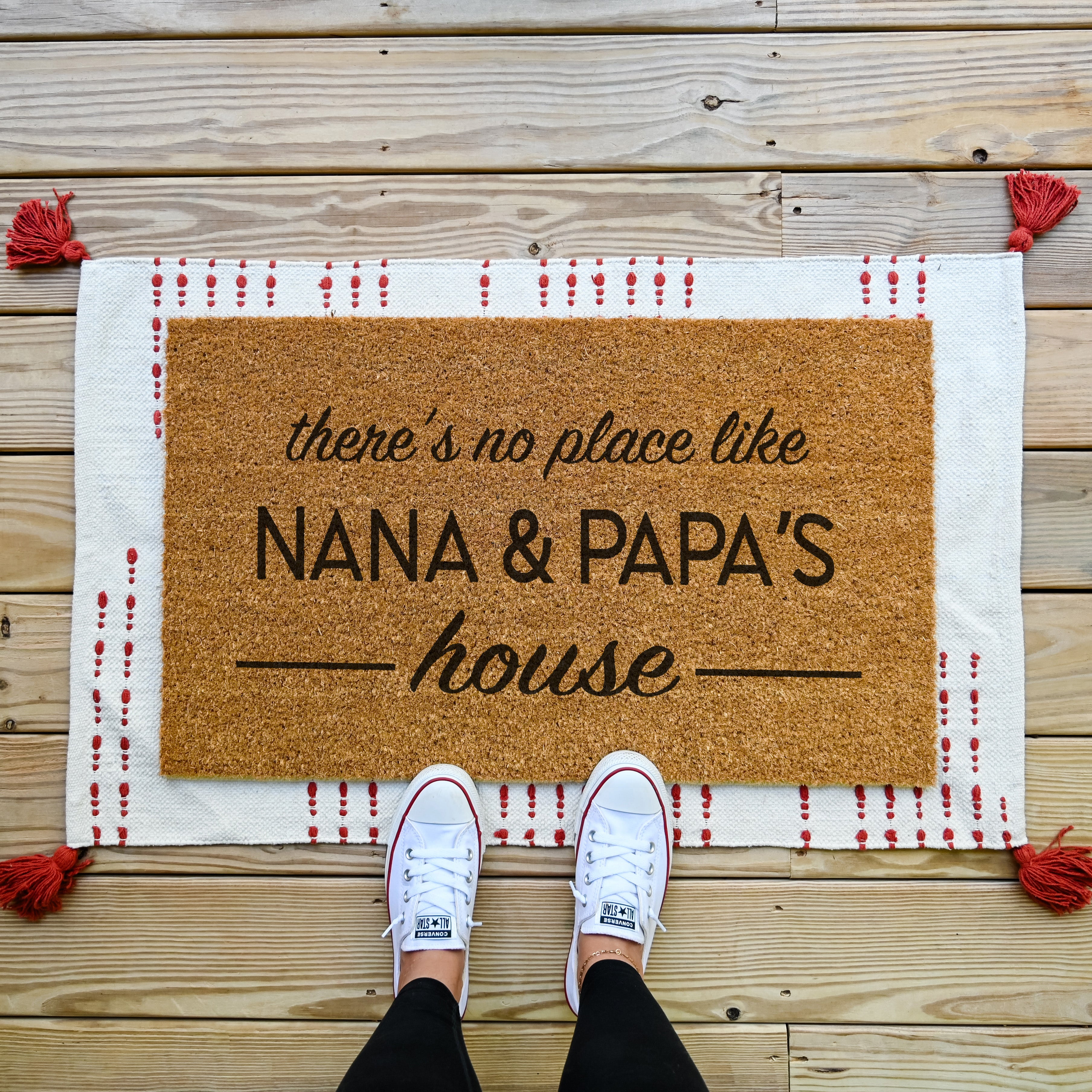 Personalized There's No Place Like Doormat.  Coir doormat.  Custom Grandparents doormat.