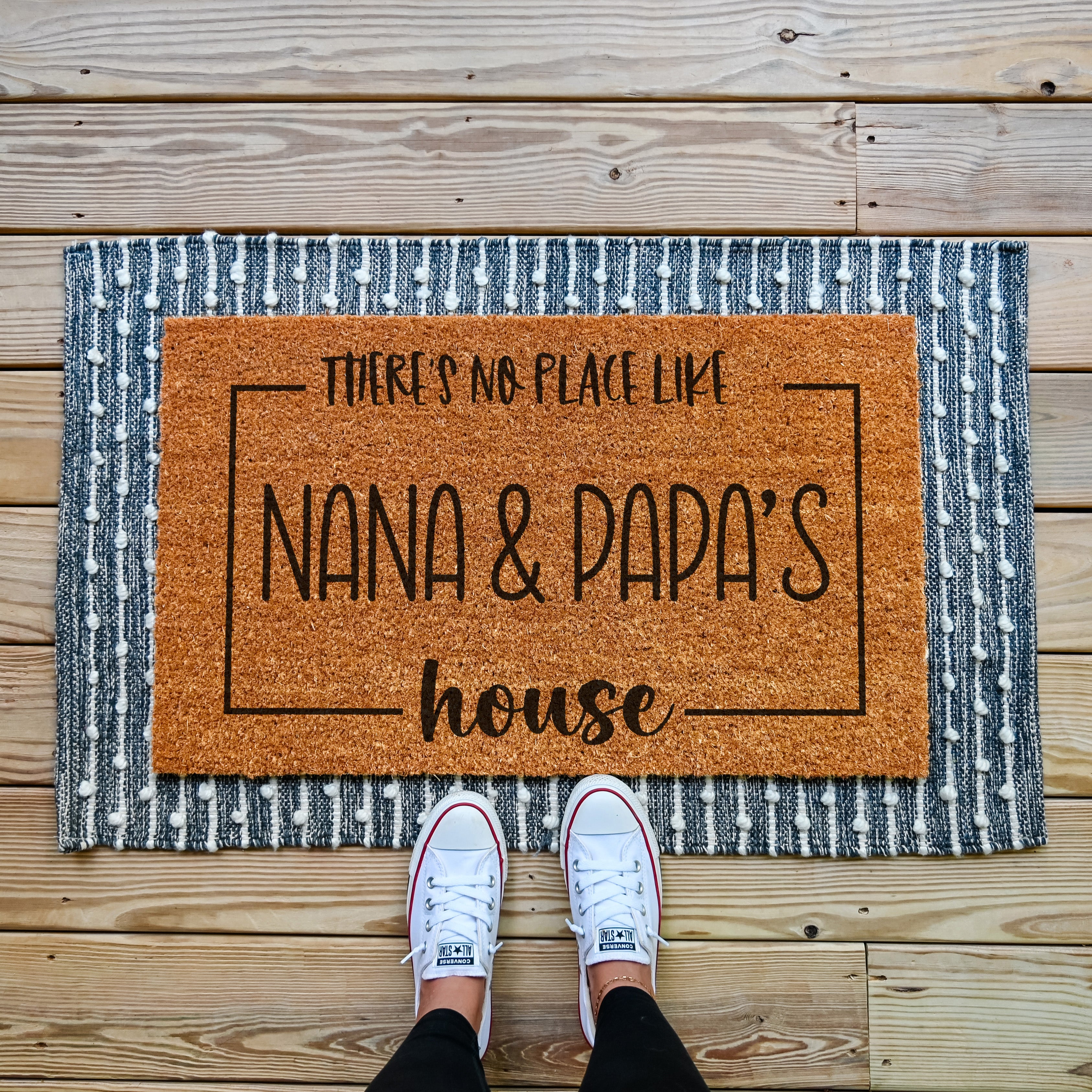 Personalized There's No Place Like Doormat.  Coir doormat.  Custom Grandparents doormat.