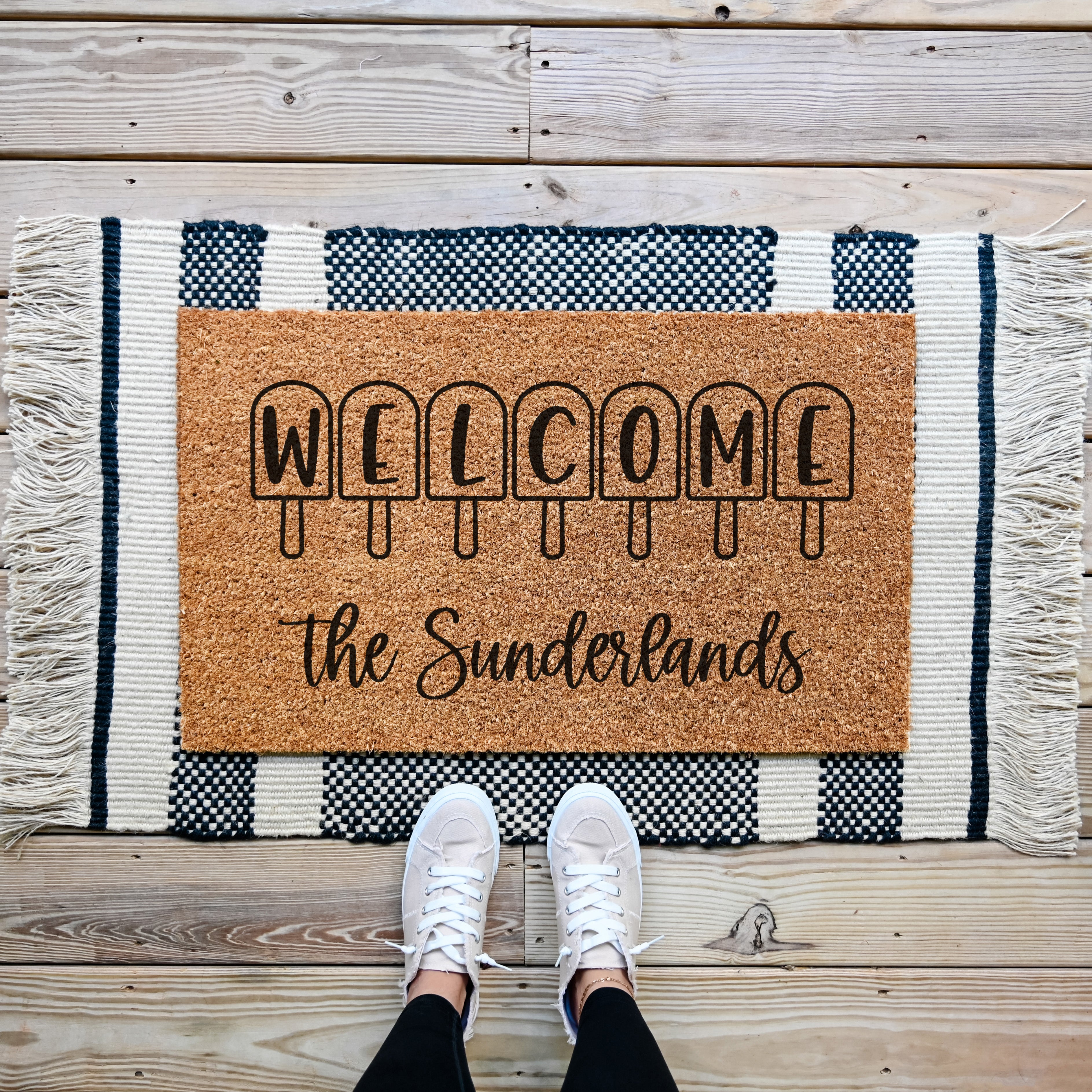 Custom Last Name Summer Welcome Doormat