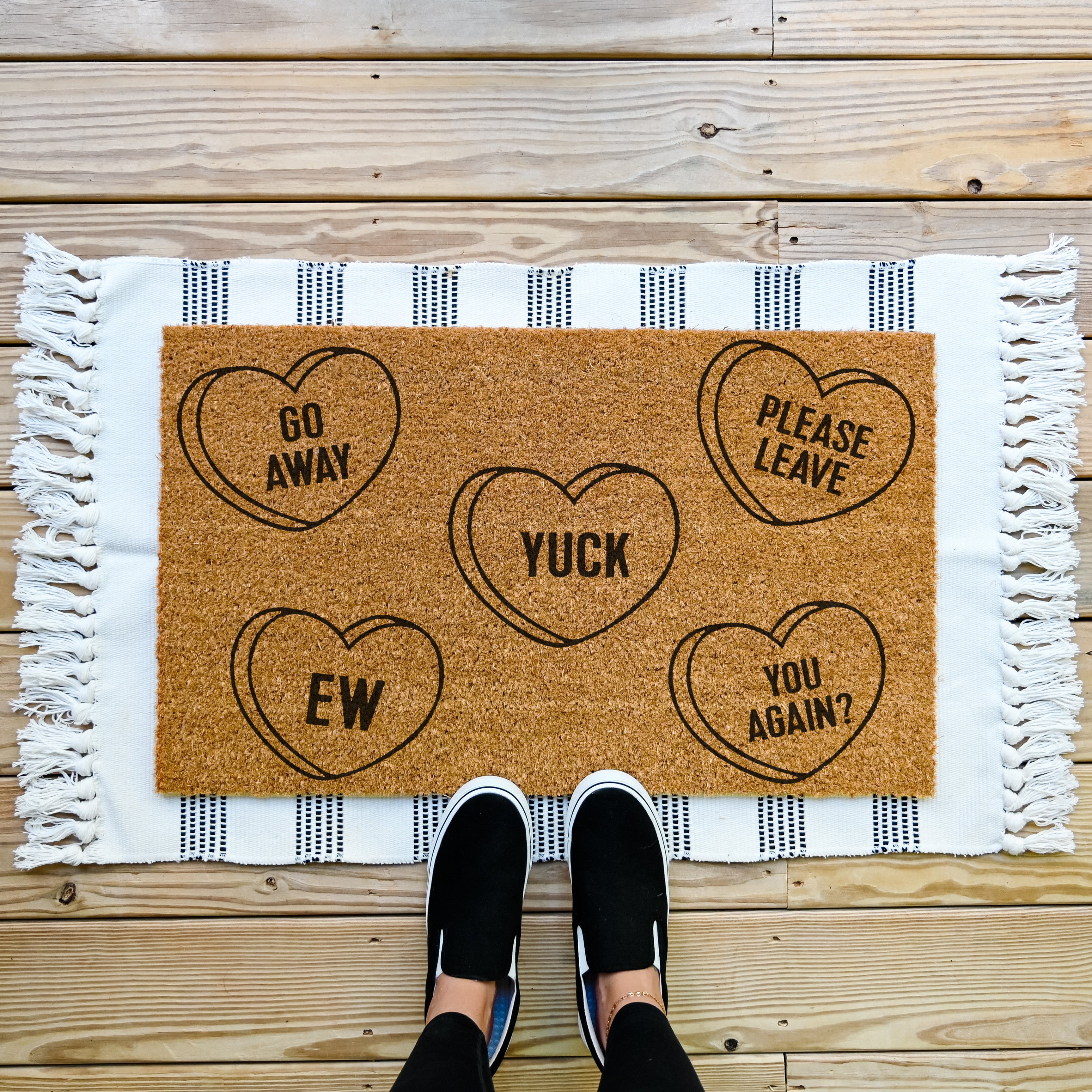Valentines Day Candy Hearts Doormat