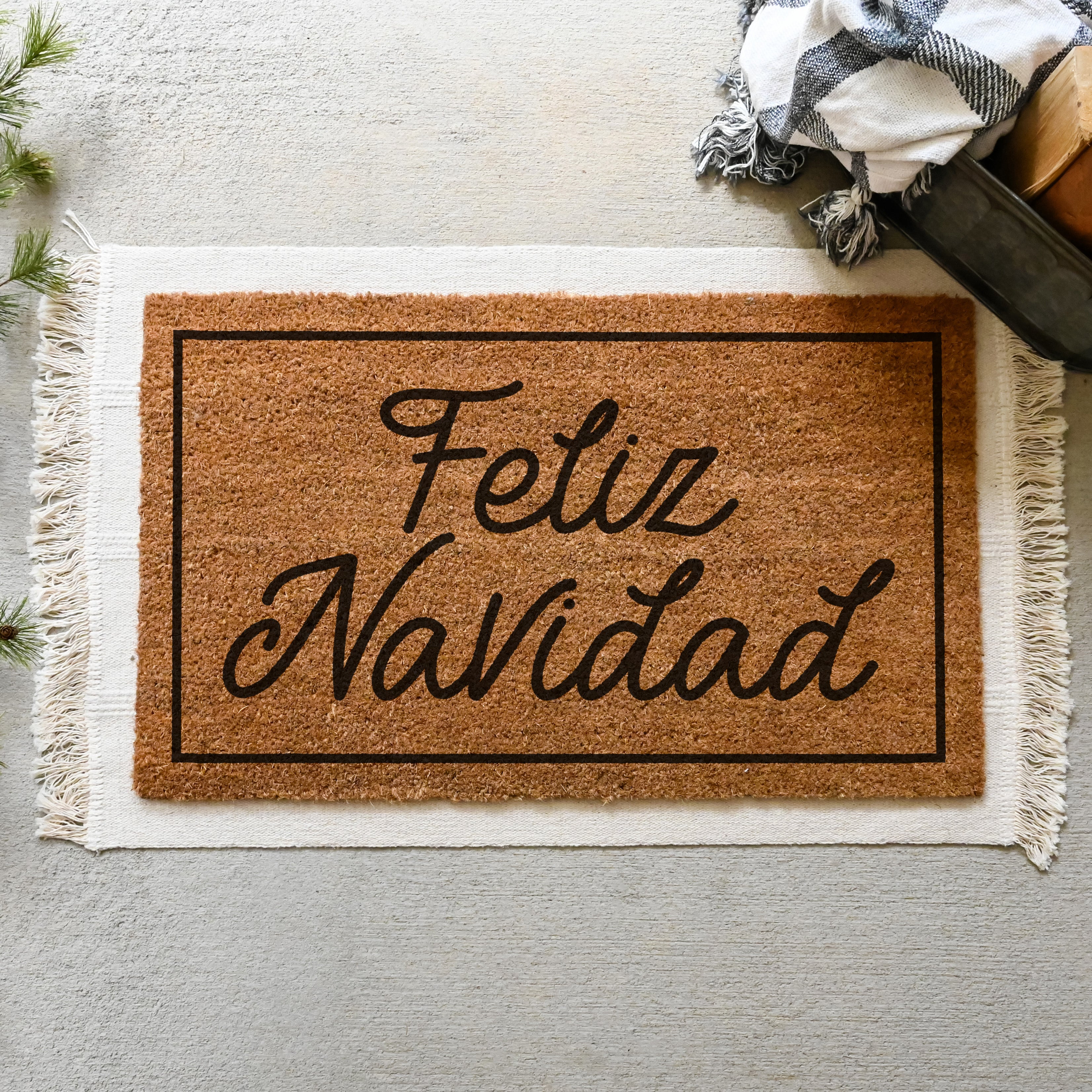 Feliz Navidad Doormat.  Coir doormat.  Border doormat.