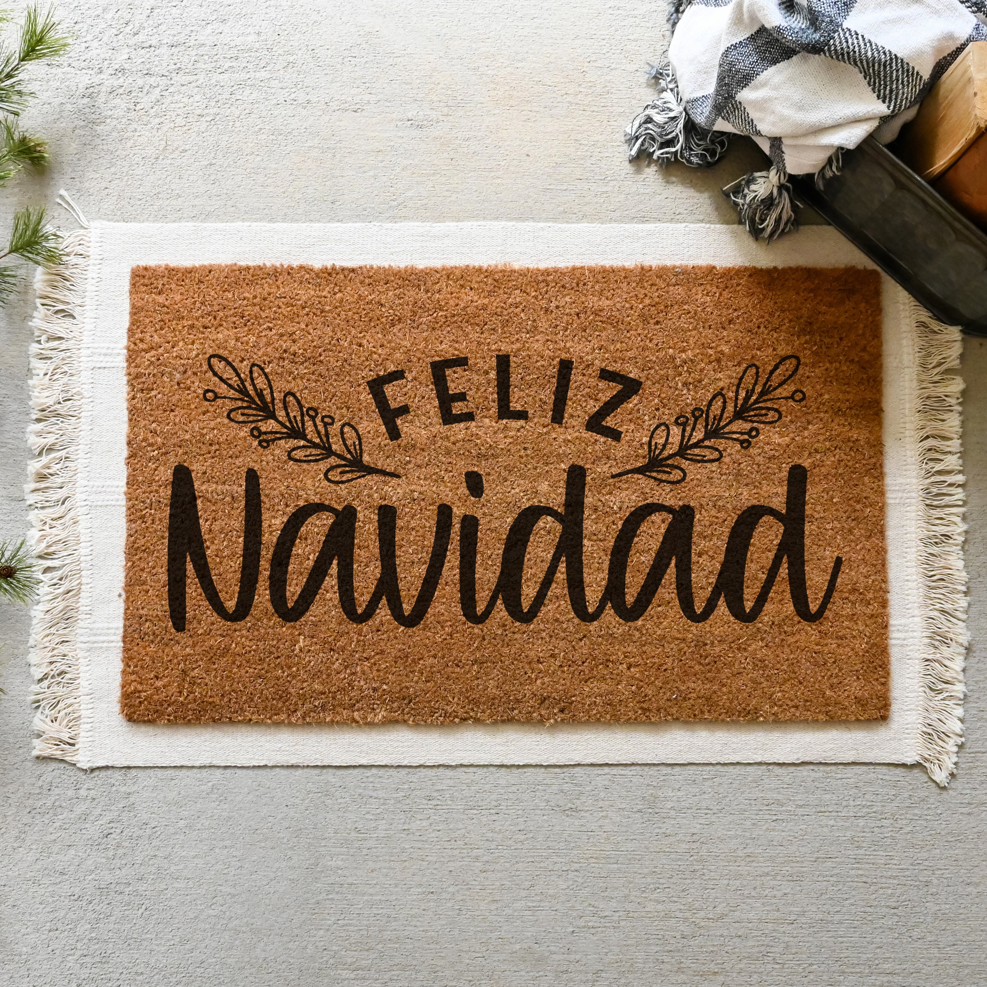 Feliz Navidad Doormat.  Coir doormat.