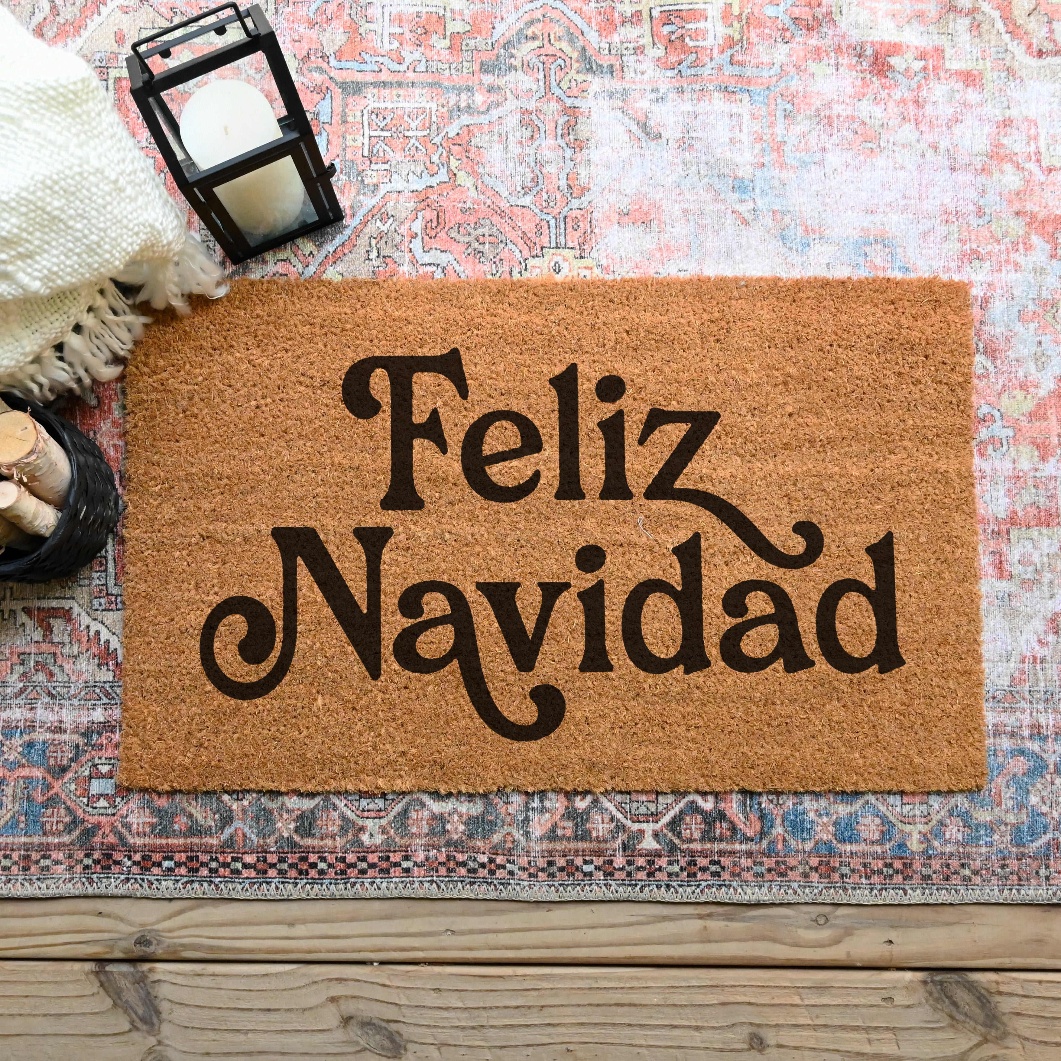 Feliz Navidad Doormat.  Coir doormat.