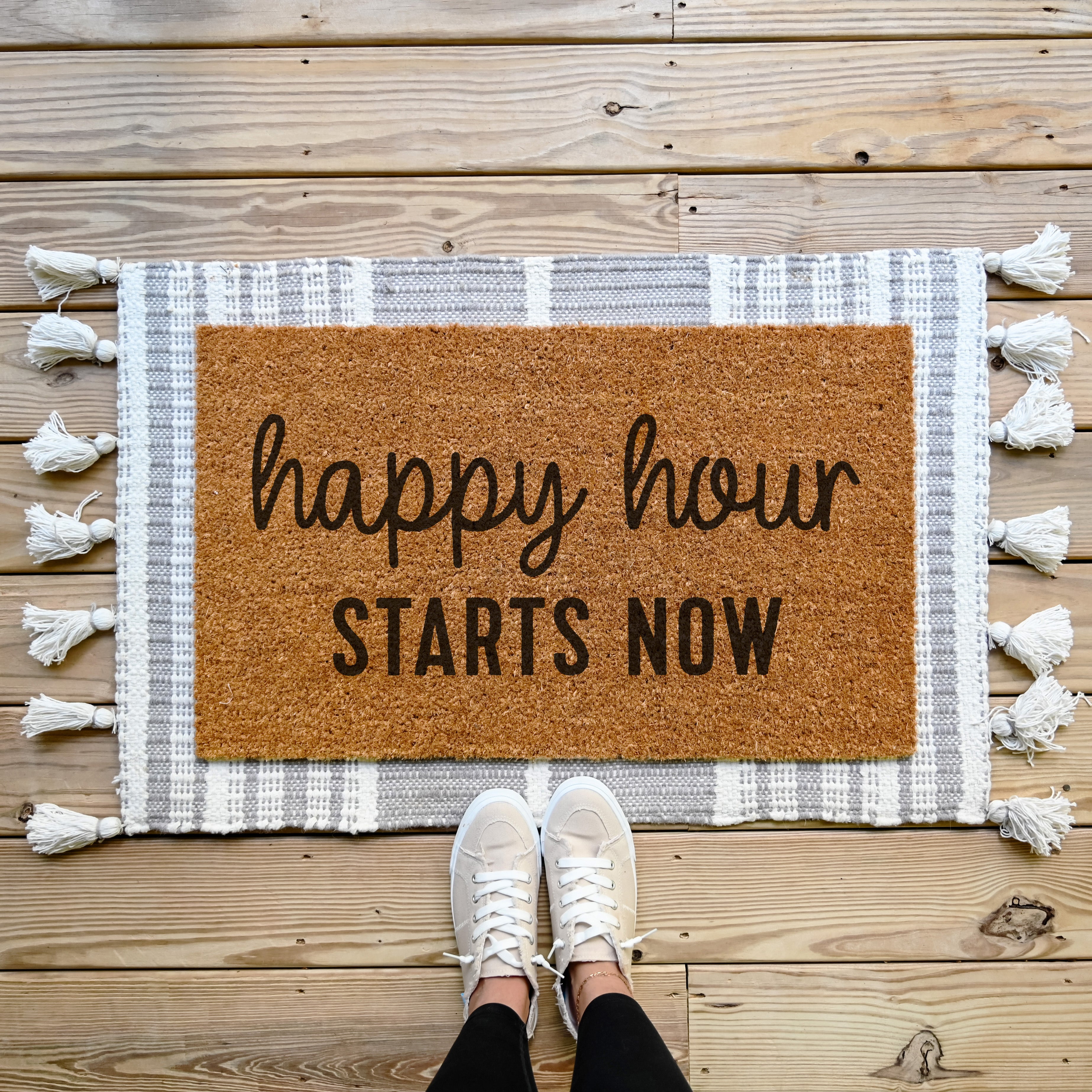 Happy Hour Starts Now Doormat