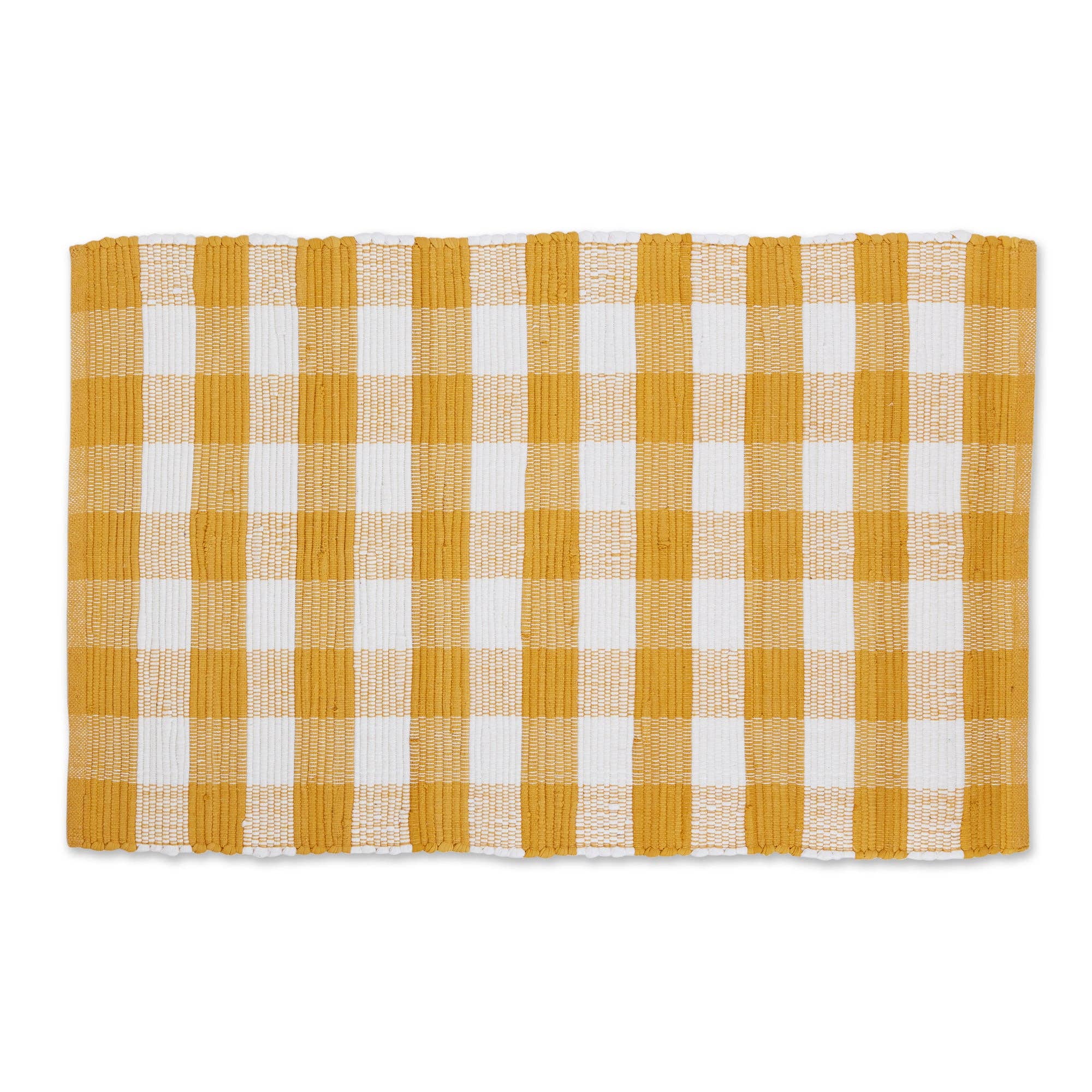 Honey Gold & White Buffalo Check Rag Rug 2x3