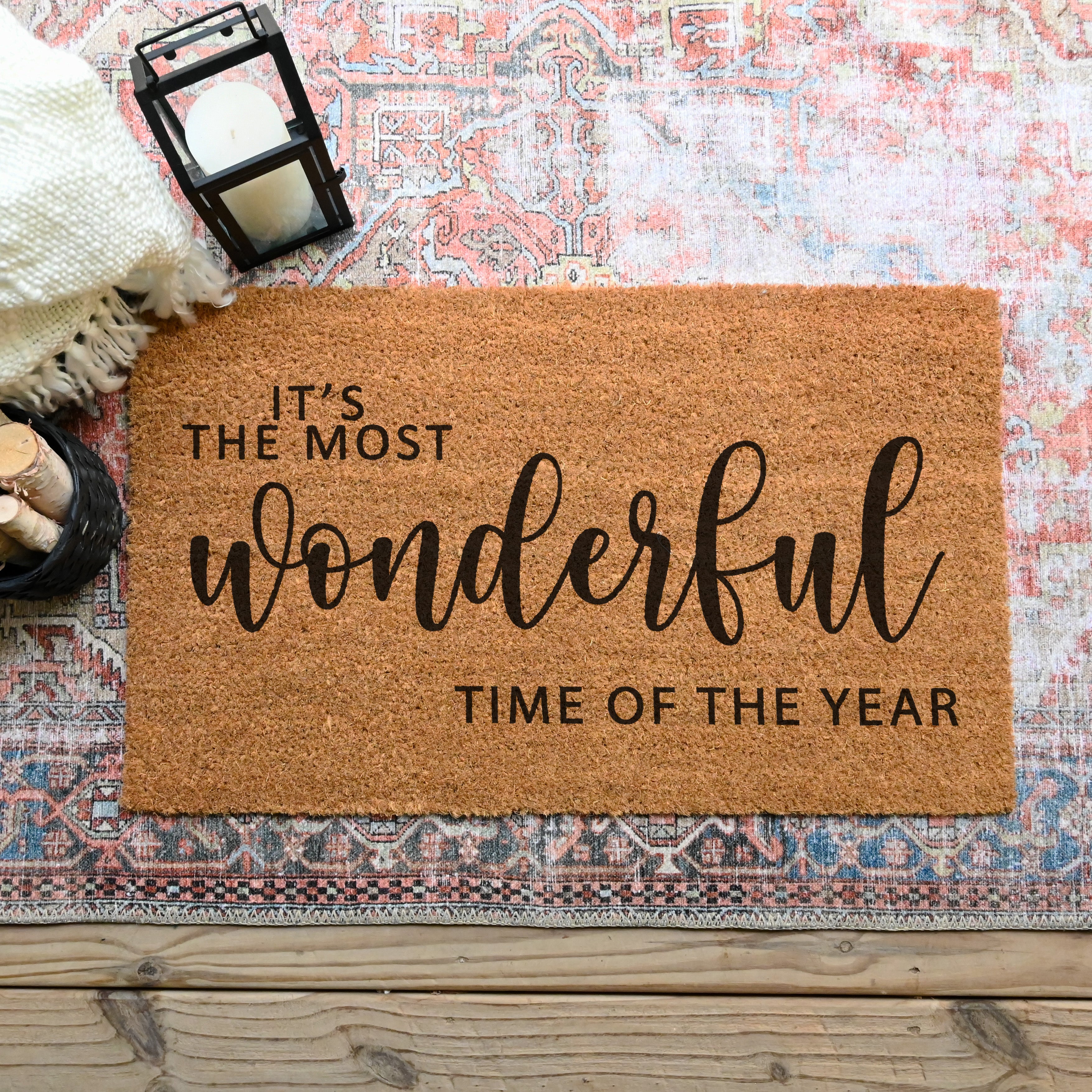 Most Wonderful Time Of The Year Doormat.  Coir doormat.