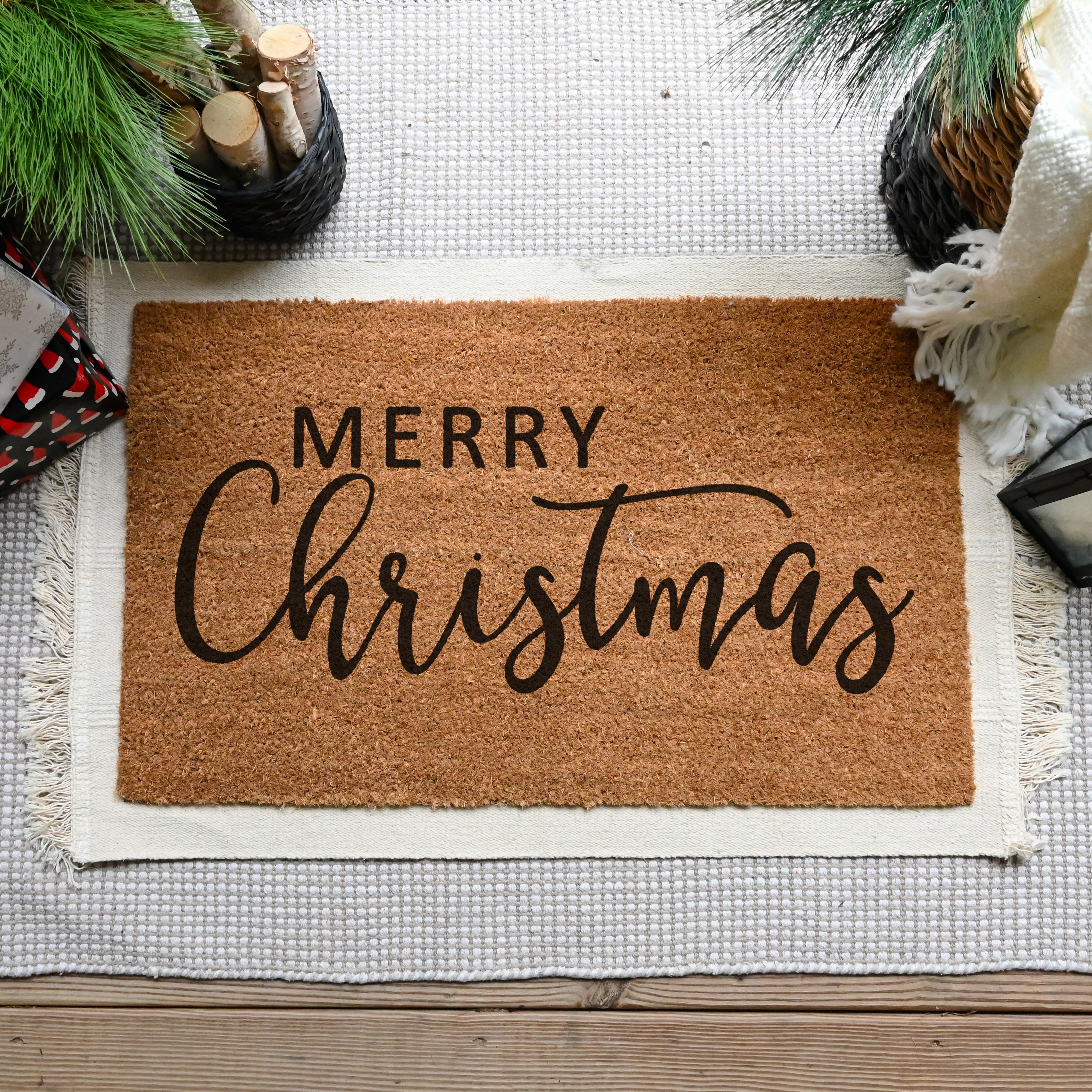 Merry Christmas Doormat. Coir doormat.  Christmas doormat.