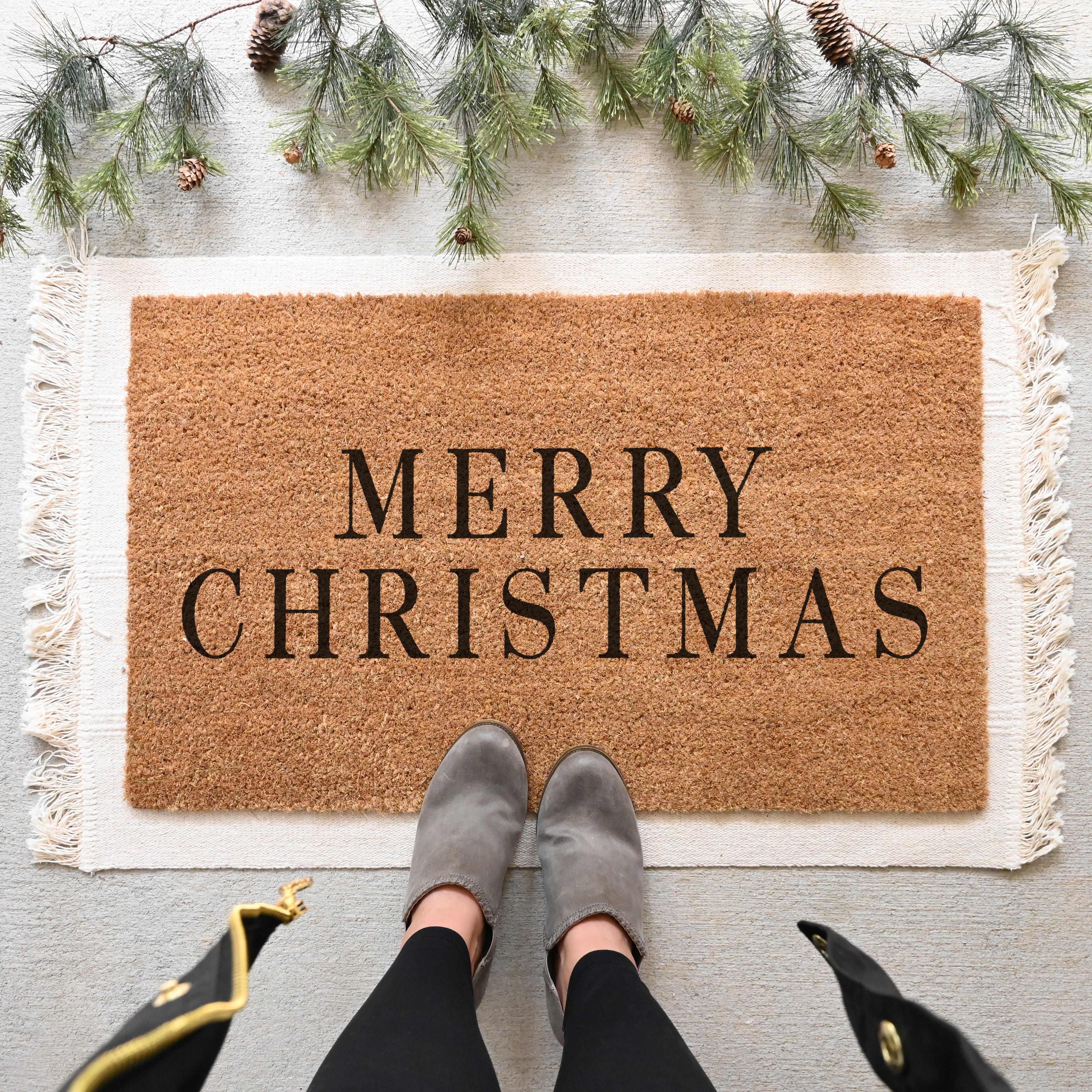 Merry Christmas Doormat.  Coir doormat.  Christmas doormat.