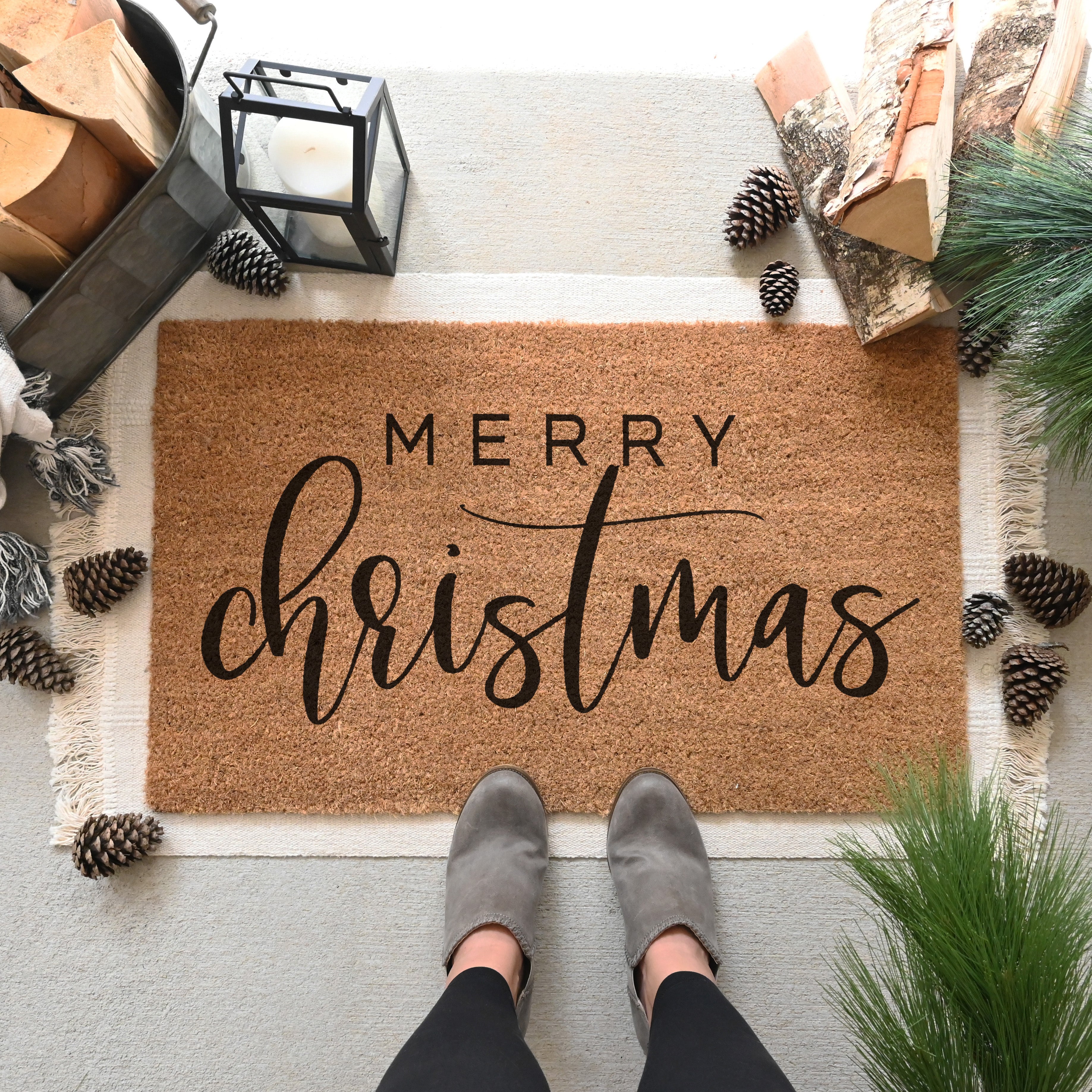 Merry Christmas Doormat. Coir doormat.  Christmas doormat.