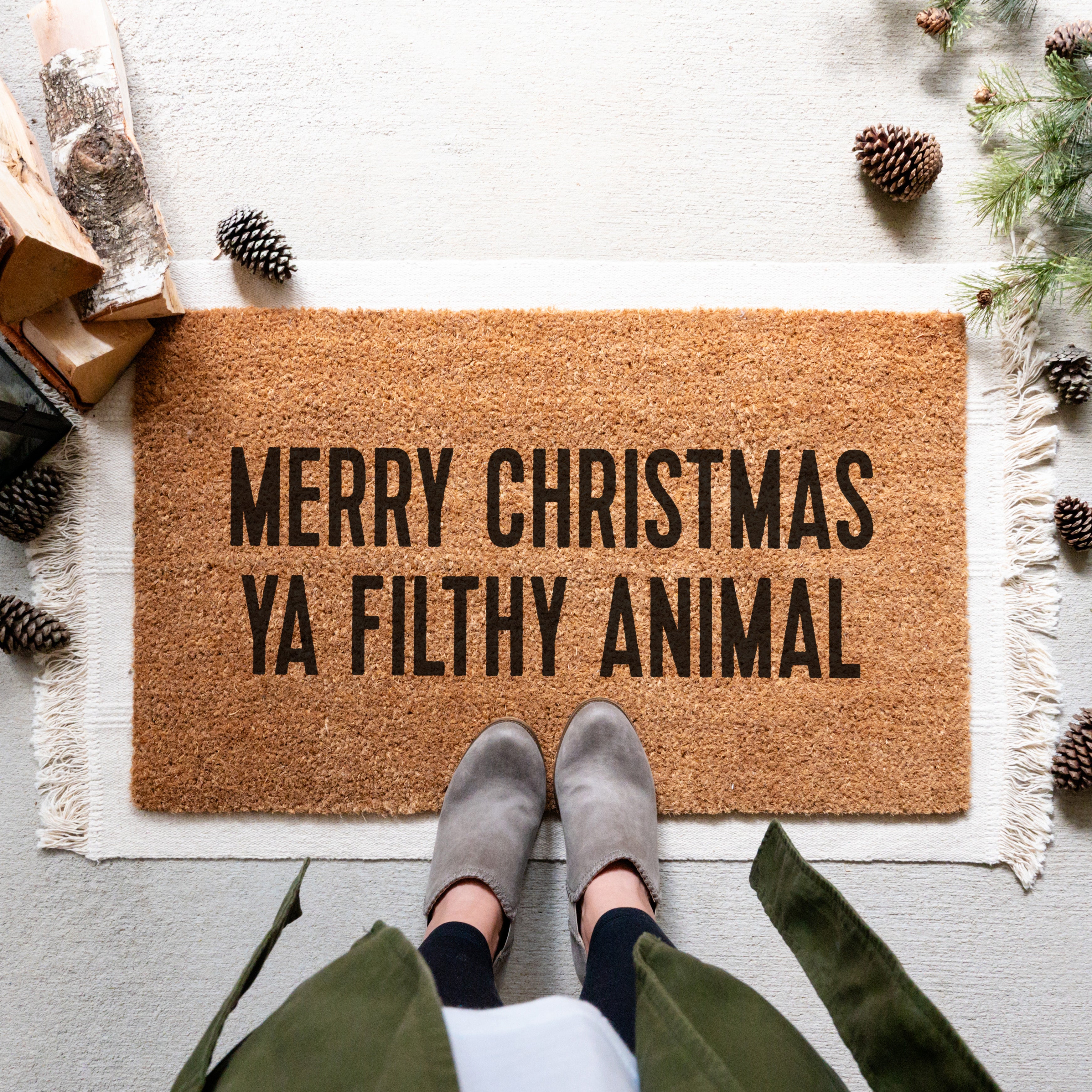 Merry Christmas Ya Filthy Animal Doormat. Coir doormat.  Christmas doormat.