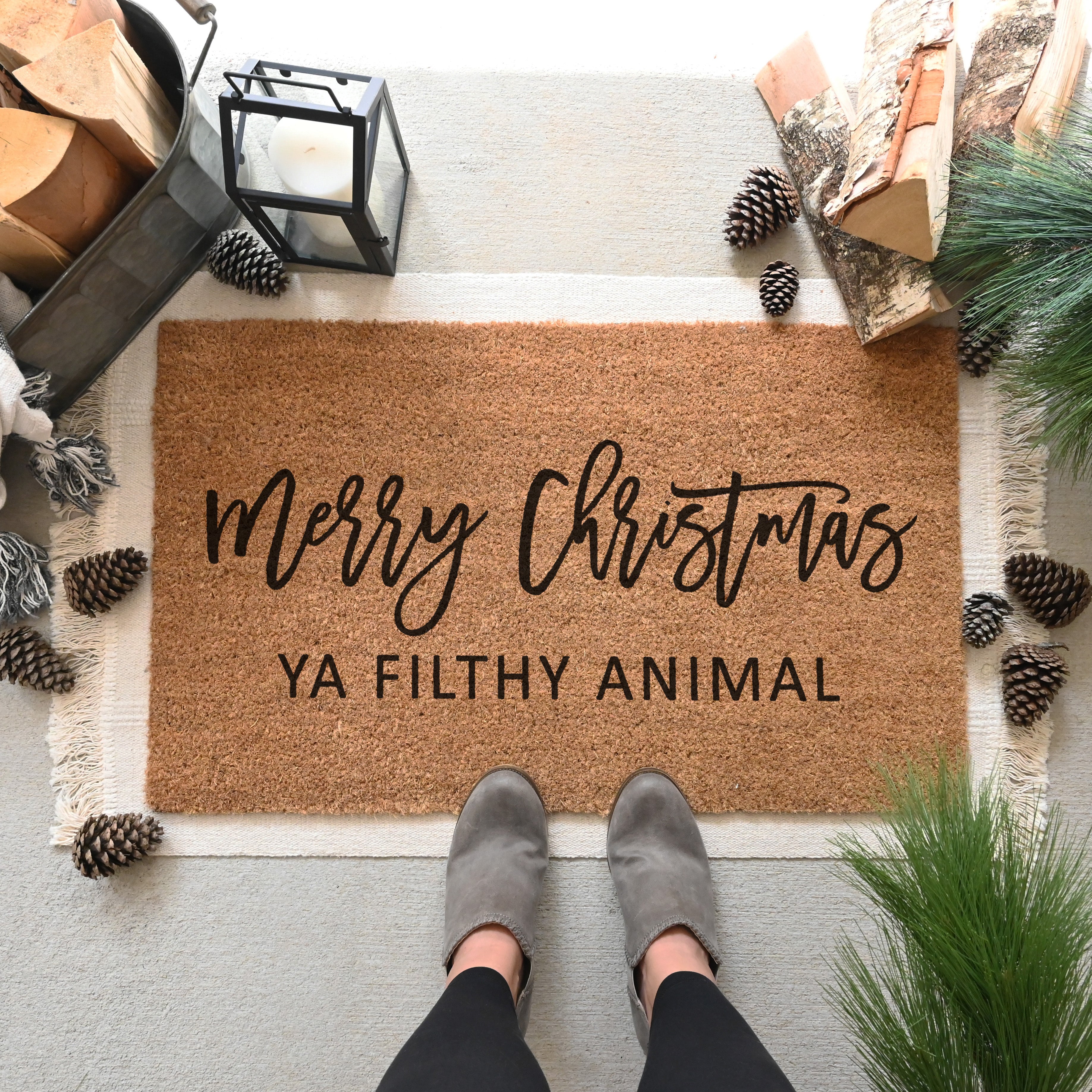 Merry Christmas Ya Filthy Animal Doormat. Coir doormat.