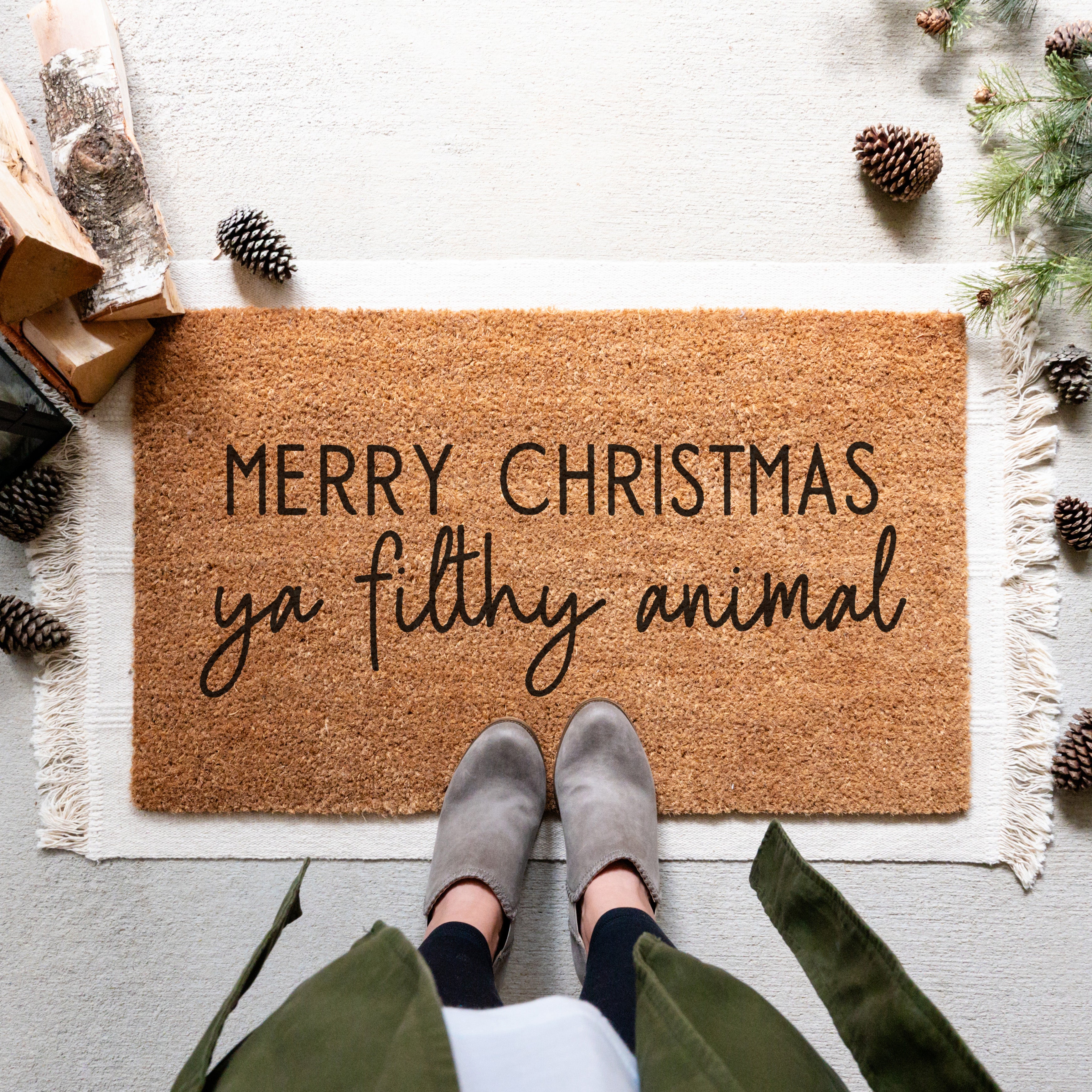 Merry Christmas Ya Filthy Animal Doormat.  Coir doormat.