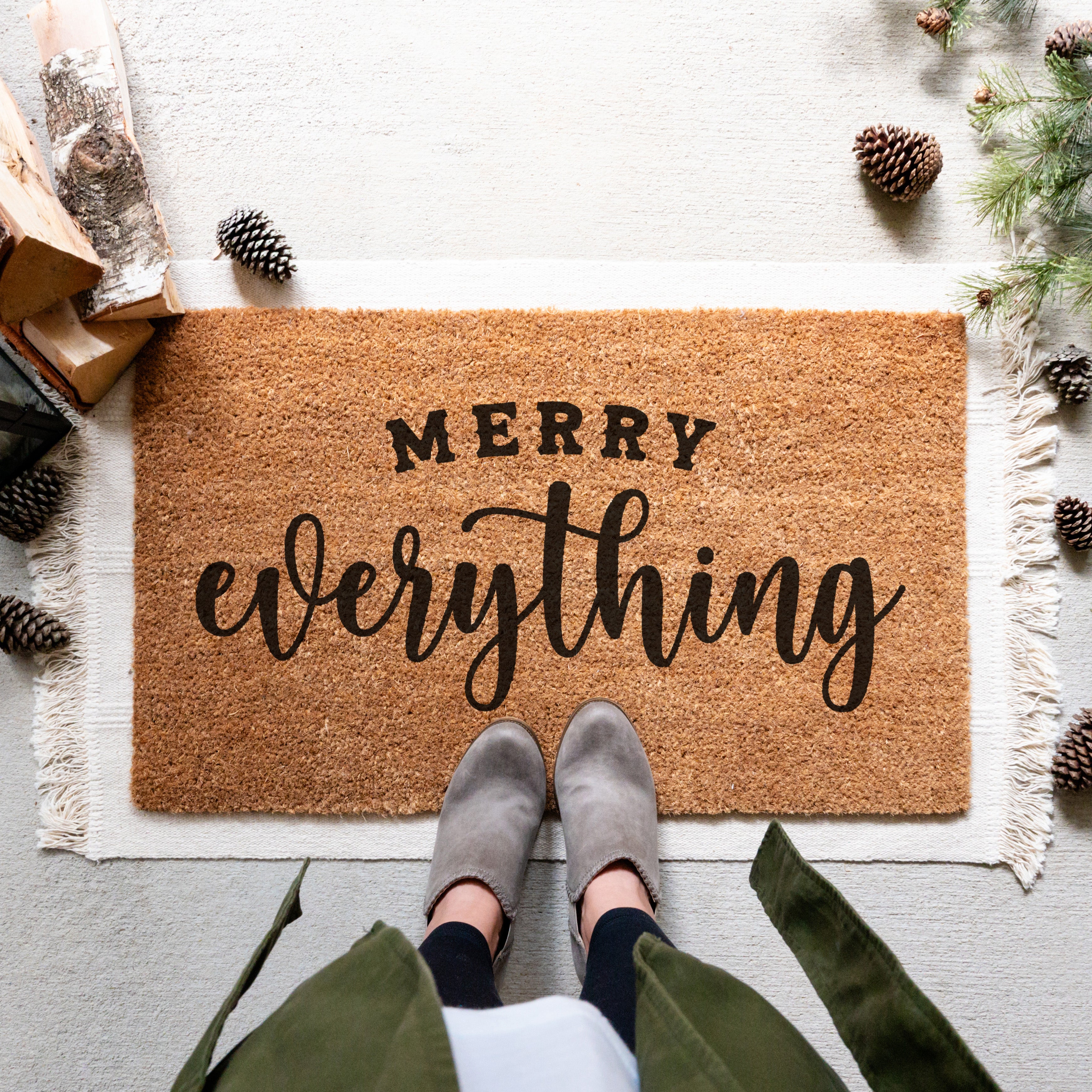 Merry Everything Doormat.  Coir doormat.  Christmas doormat.