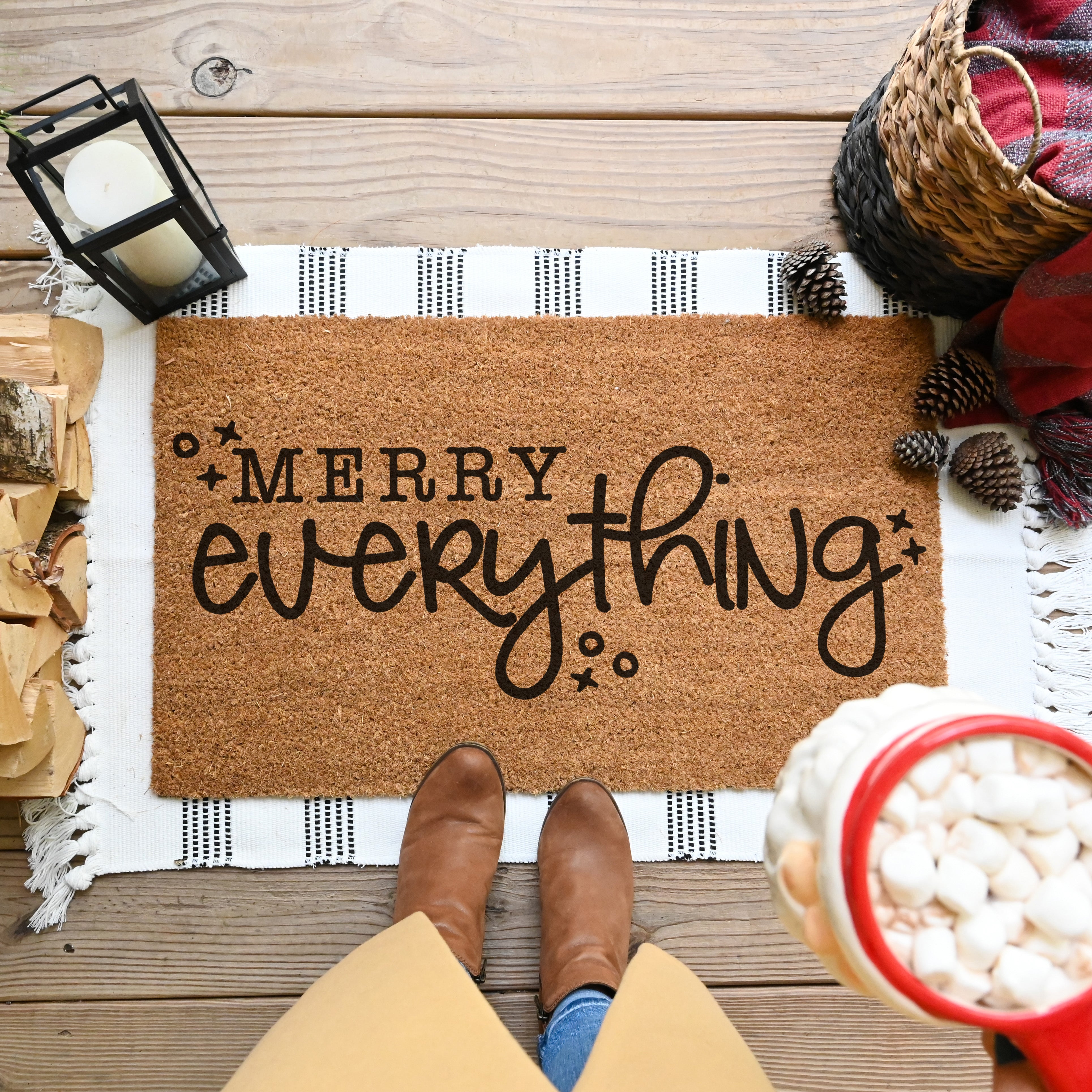 Merry Everything Doormat.  Coir doormat.  Christmas doormat.