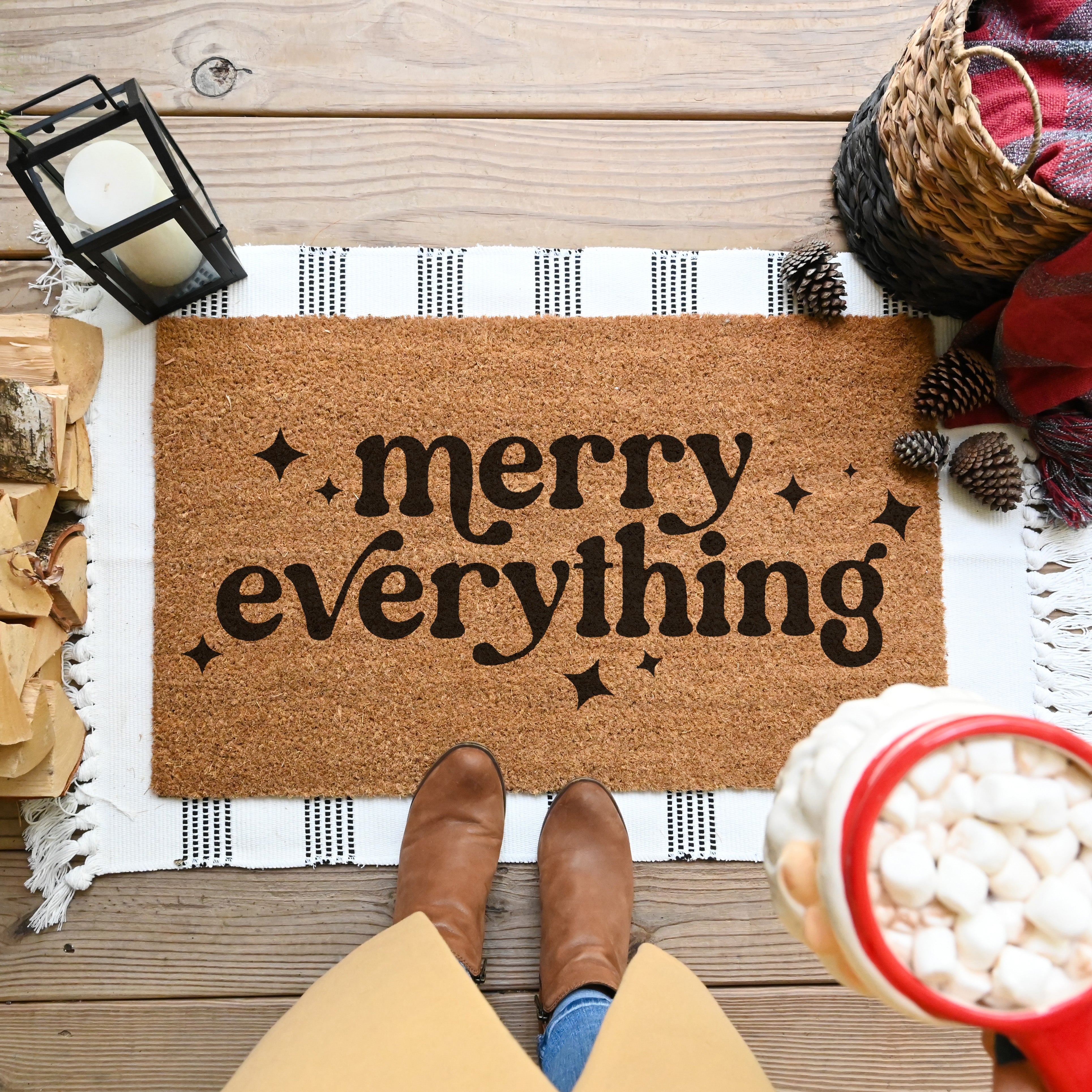 Merry Everything Doormat.  Coir doormat.  Christmas doormat.