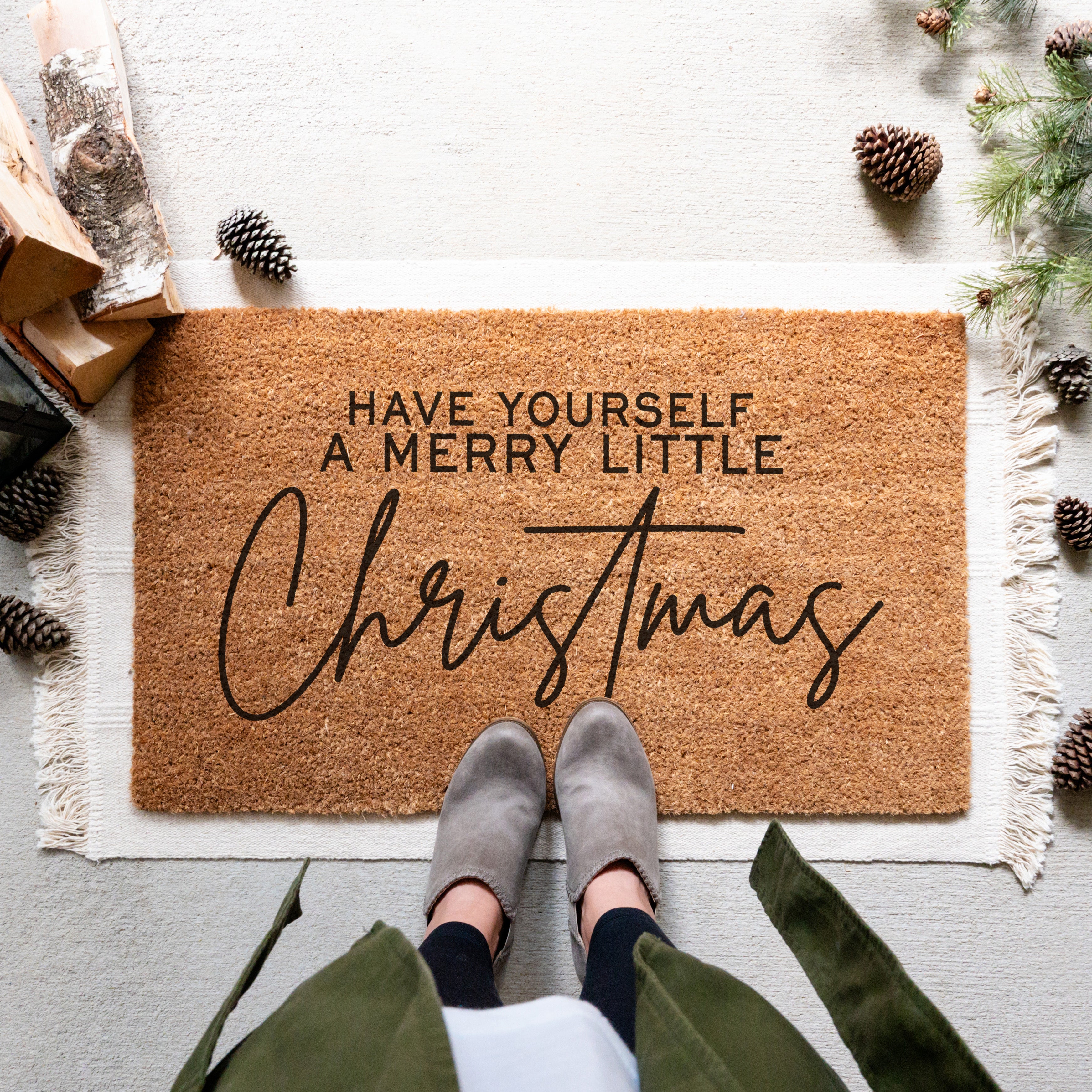 Merry Little Christmas Doormat.  Coir doormat.  Christmas doormat.