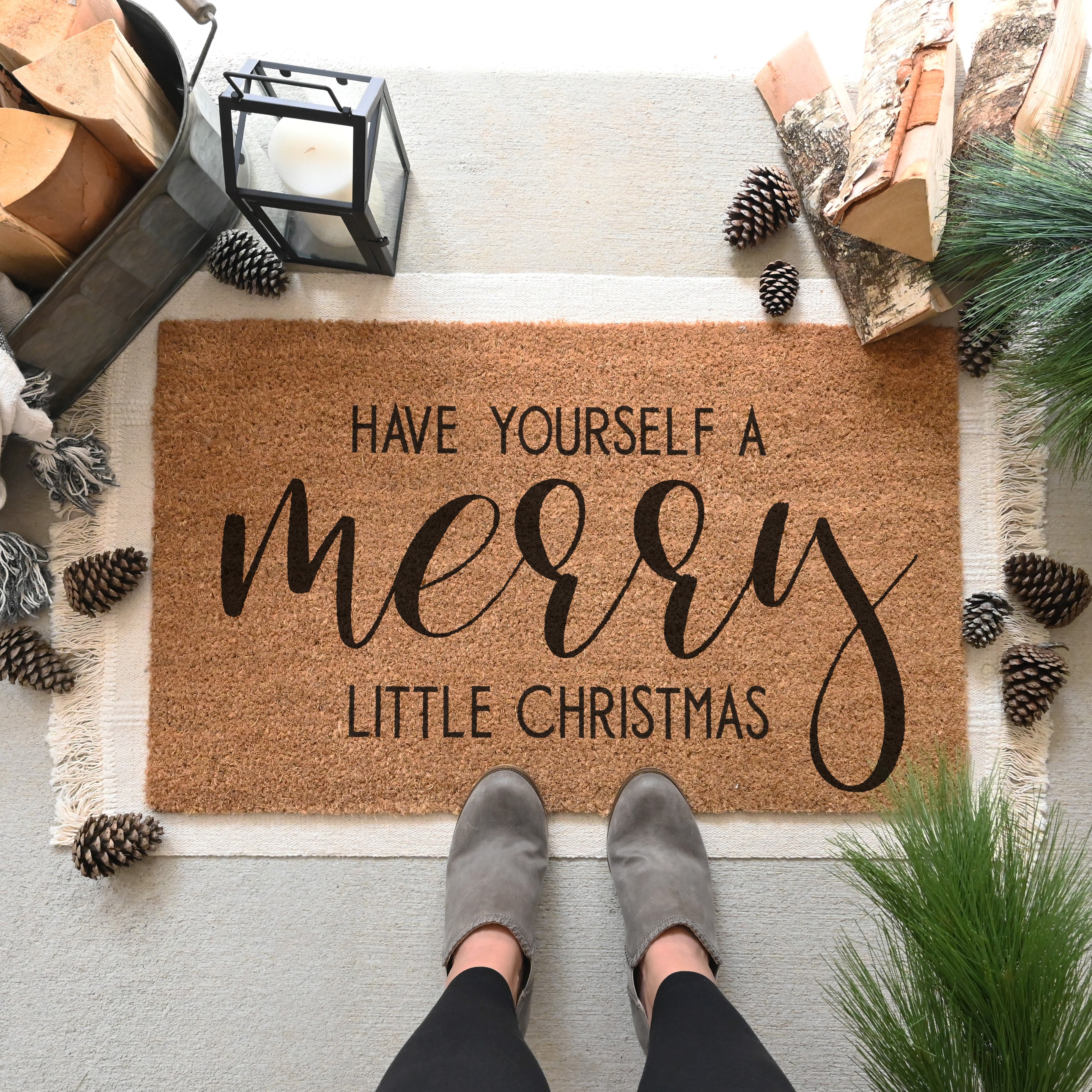 Merry Little Christmas Doormat.  Coir doormat.  Christmas doormat.