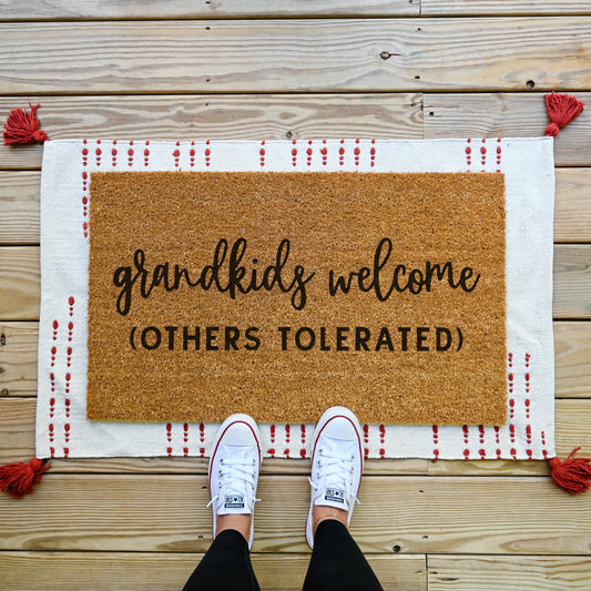 Grandkids Welcome Doormat.  Coir doormat.  Others tolerated doormat.