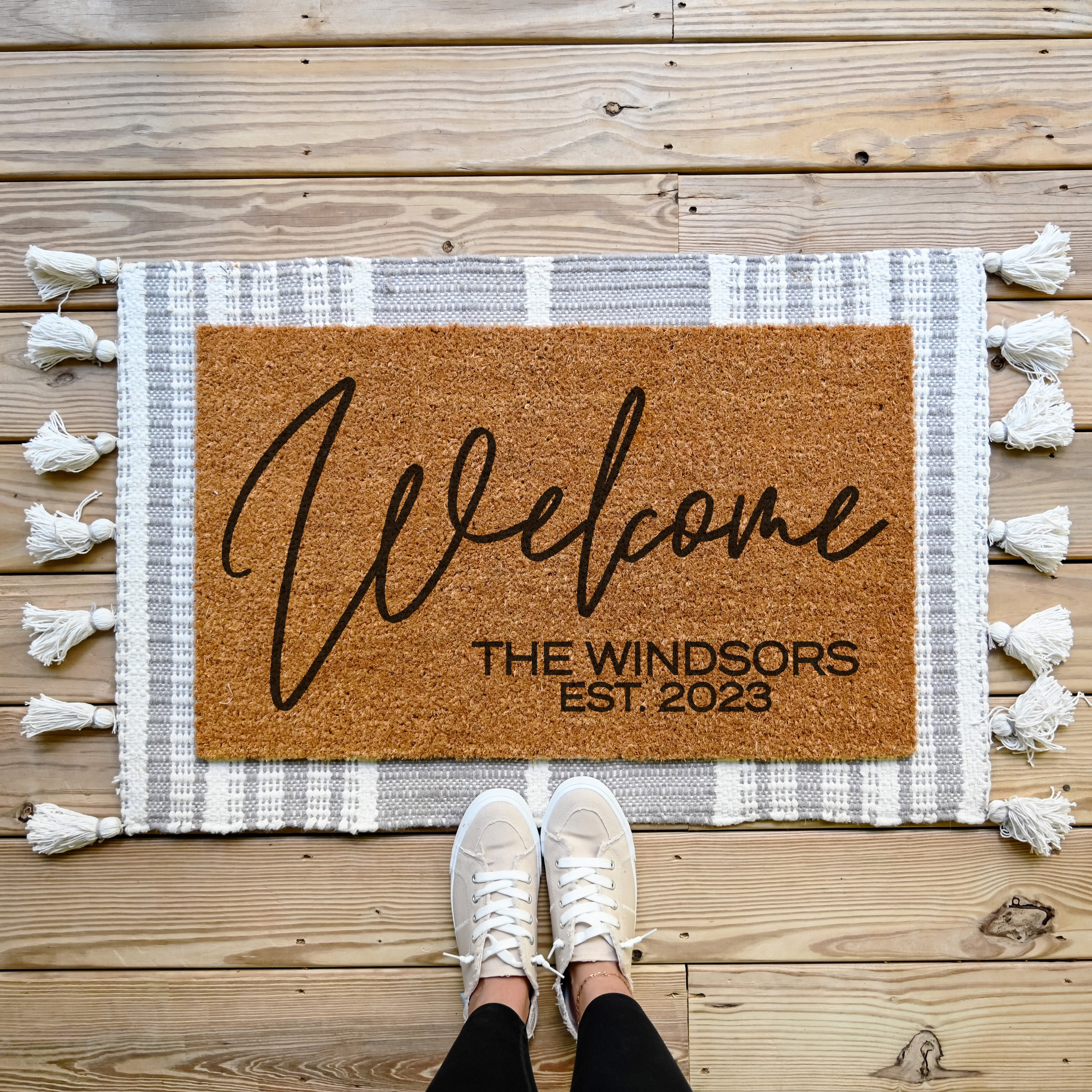 Personalized Welcome EST Date Doormat