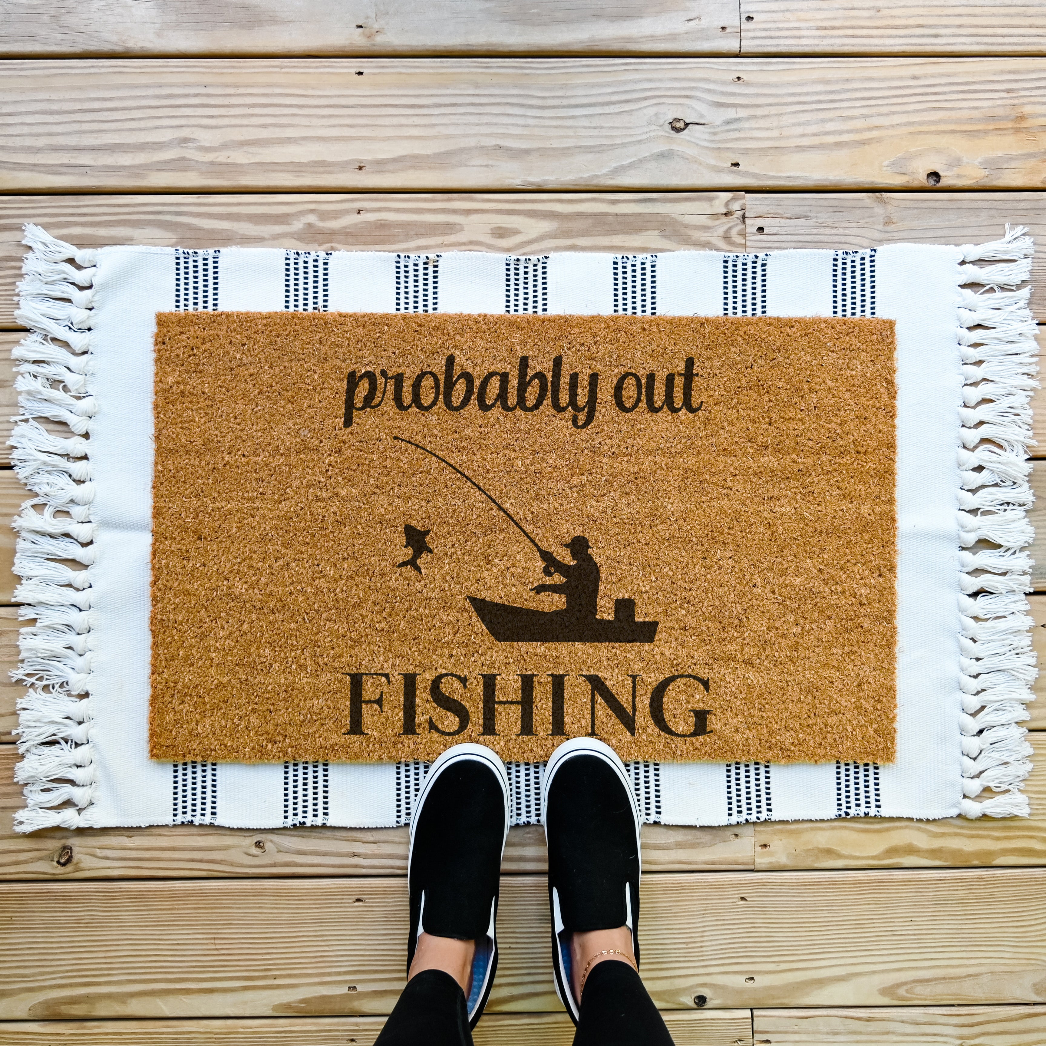 Probably Out Fishing Doormat