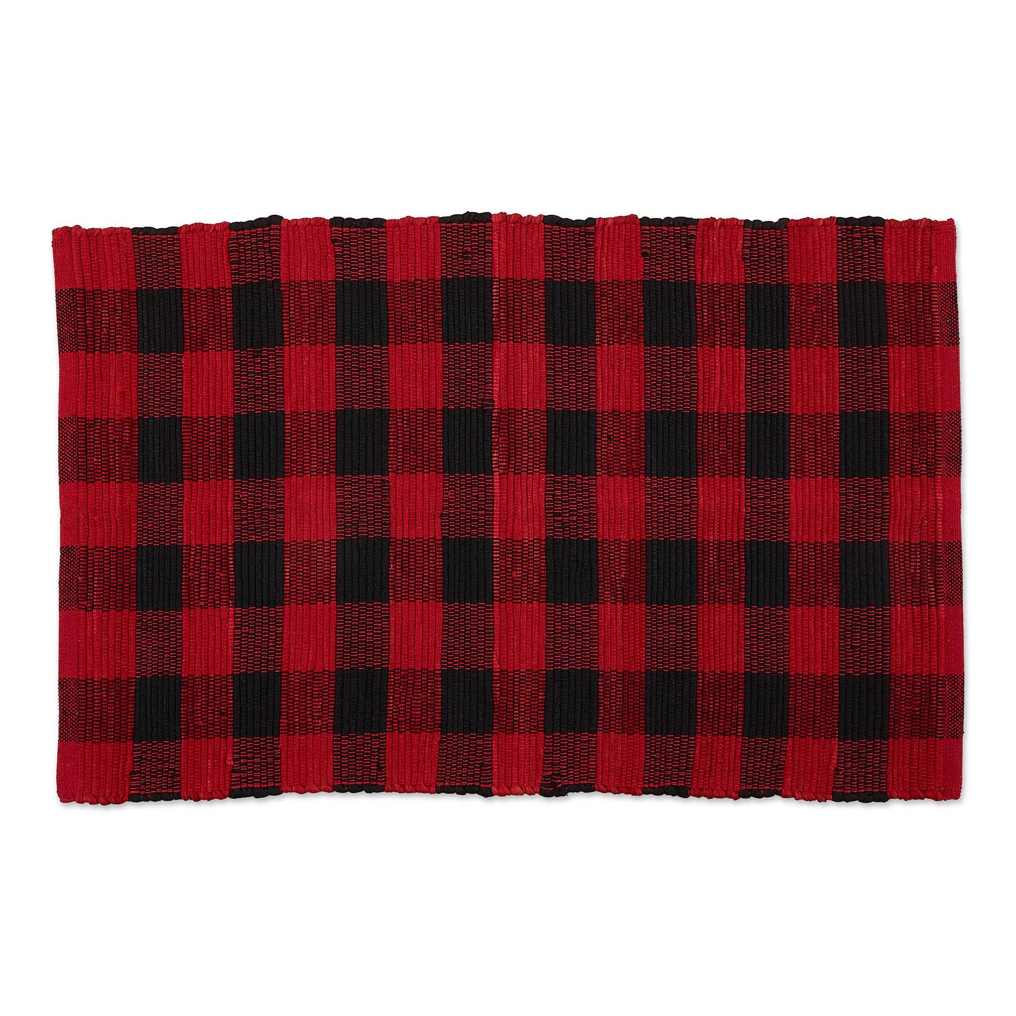 Red & Black Buffalo Check Rag Rug