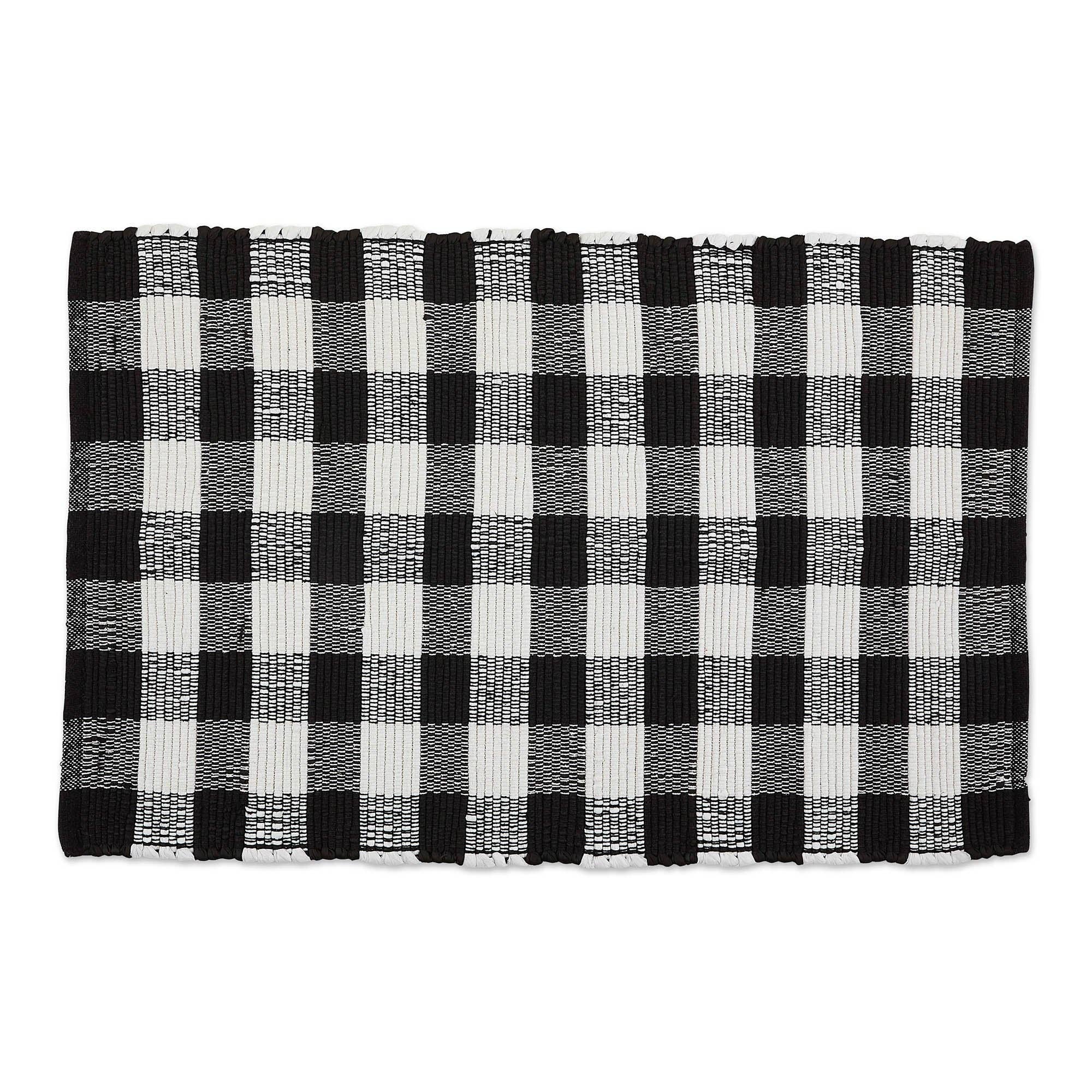 black and white buffalo check striped rug 2x3