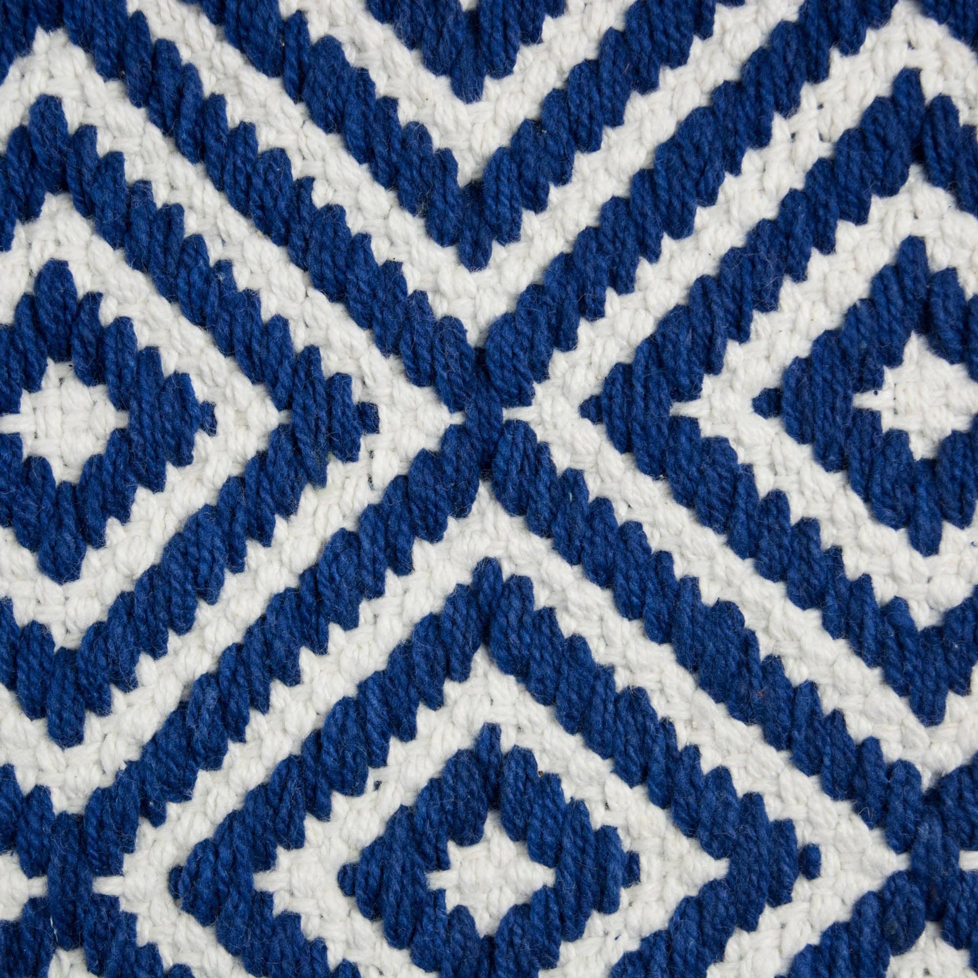 Close-up of blue and white geometric pattern