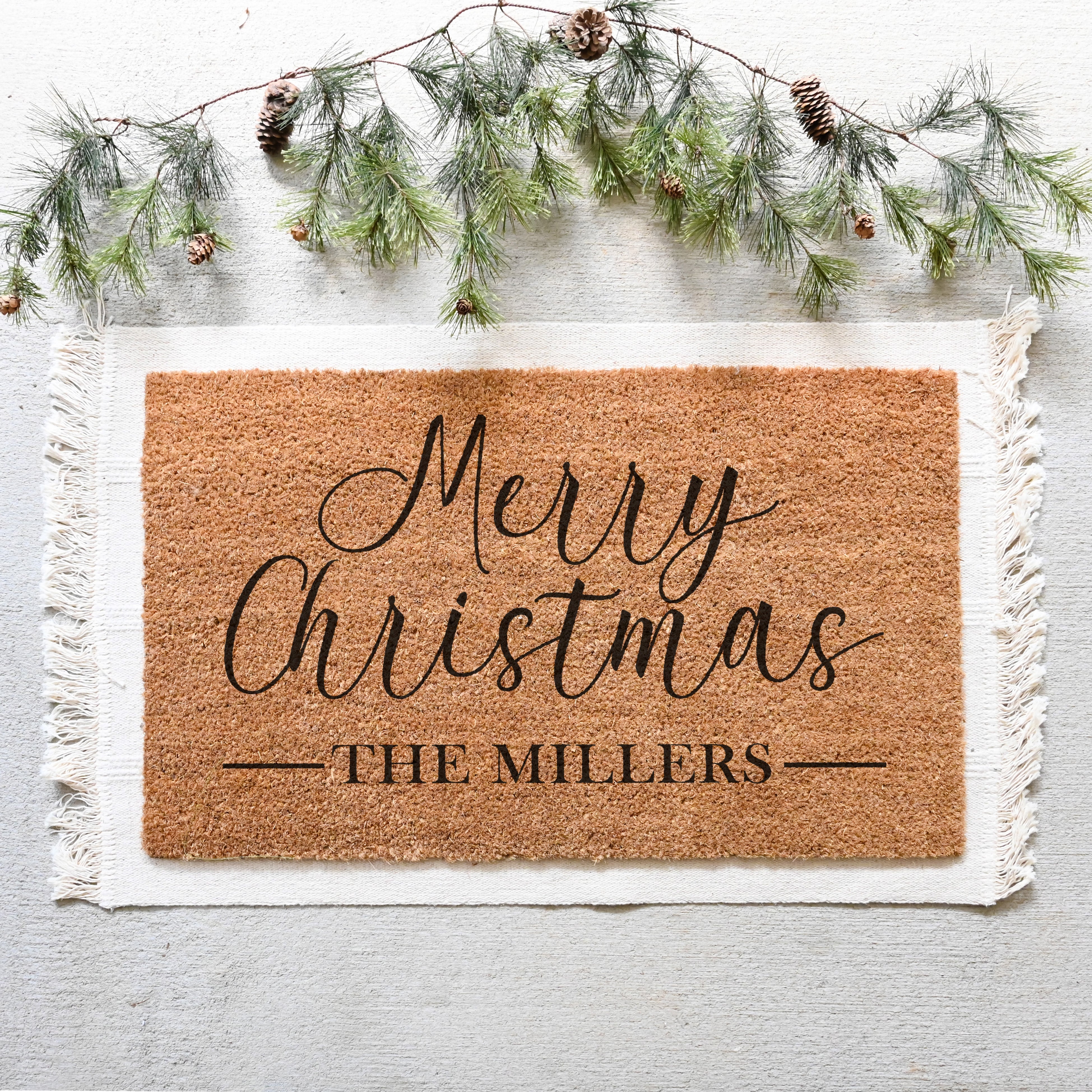 Personalized Merry Christmas Doormat.  Coir doormat.  Christmas doormat.